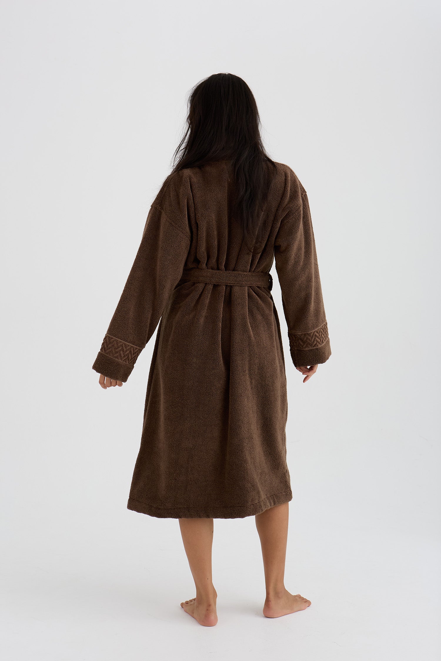 Bamboo Towelling Robe In Mocha
