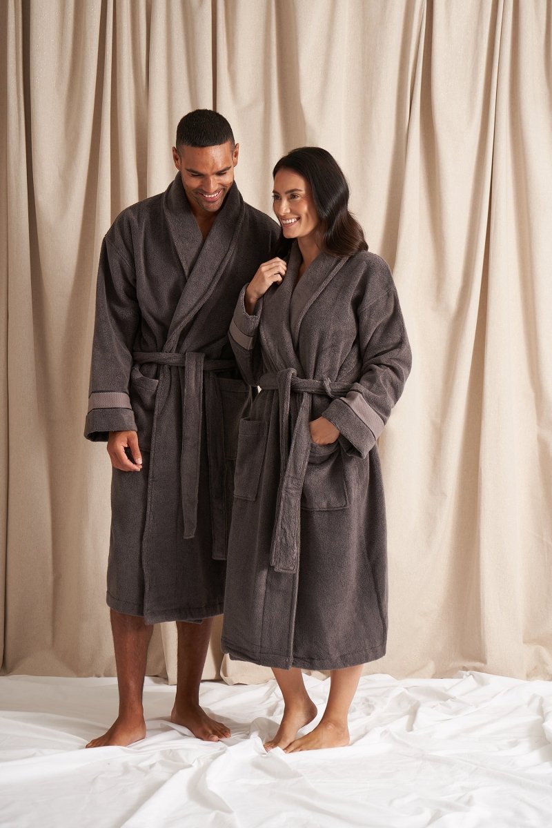 Bamboo Towelling Robe in Smoke GreyHomeware