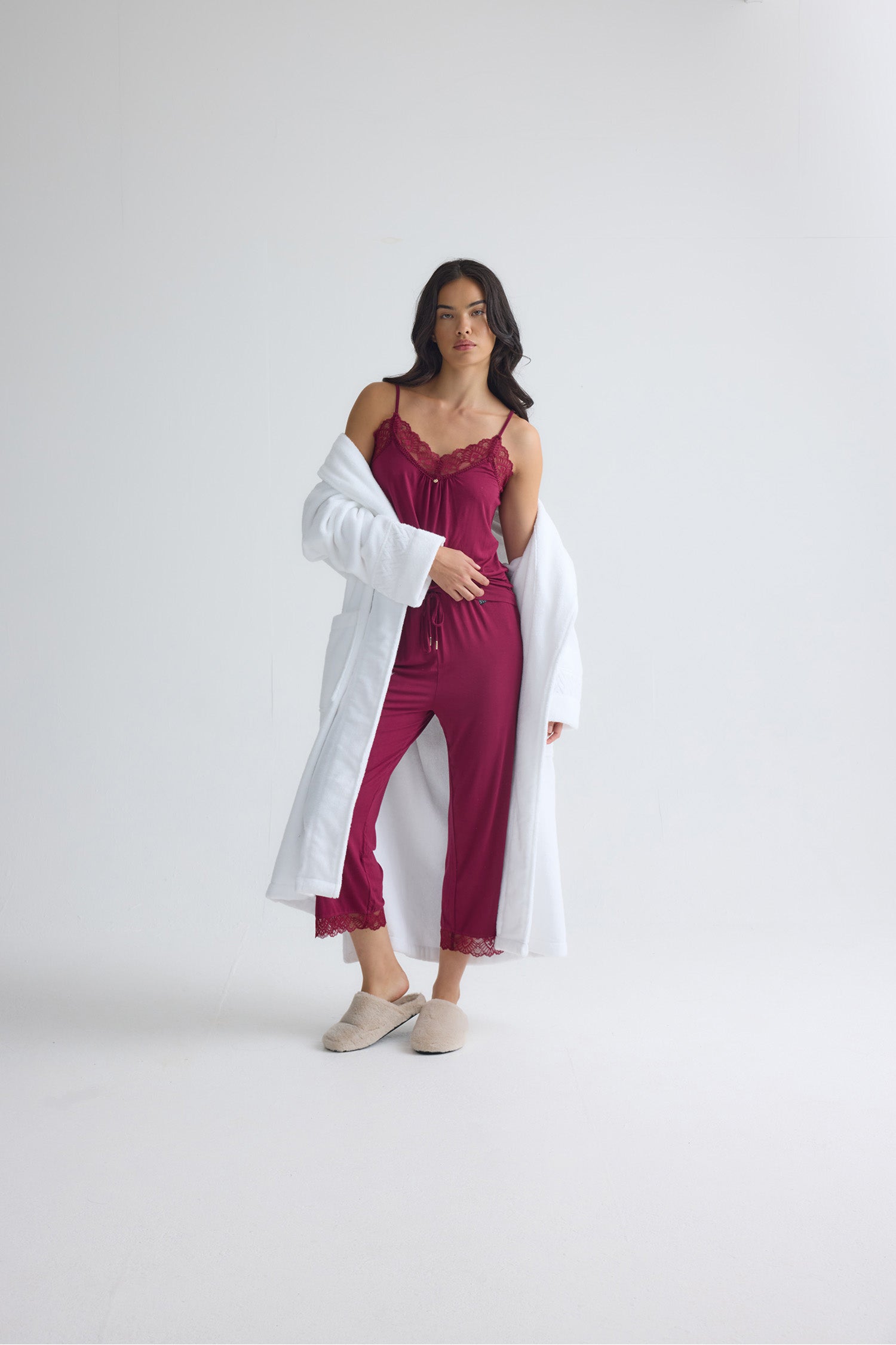Bamboo Towelling Robe In White