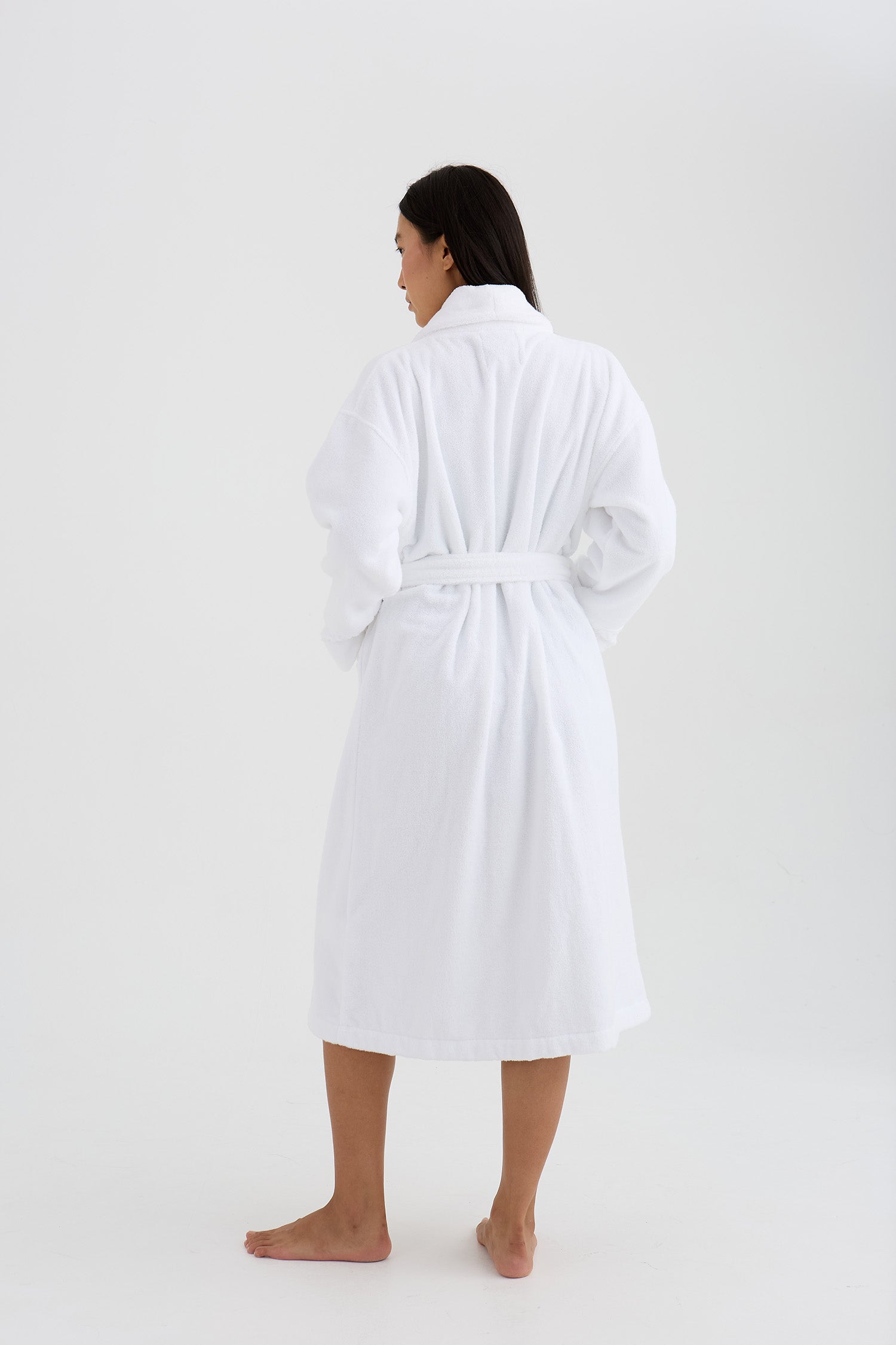 Bamboo Towelling Robe In White
