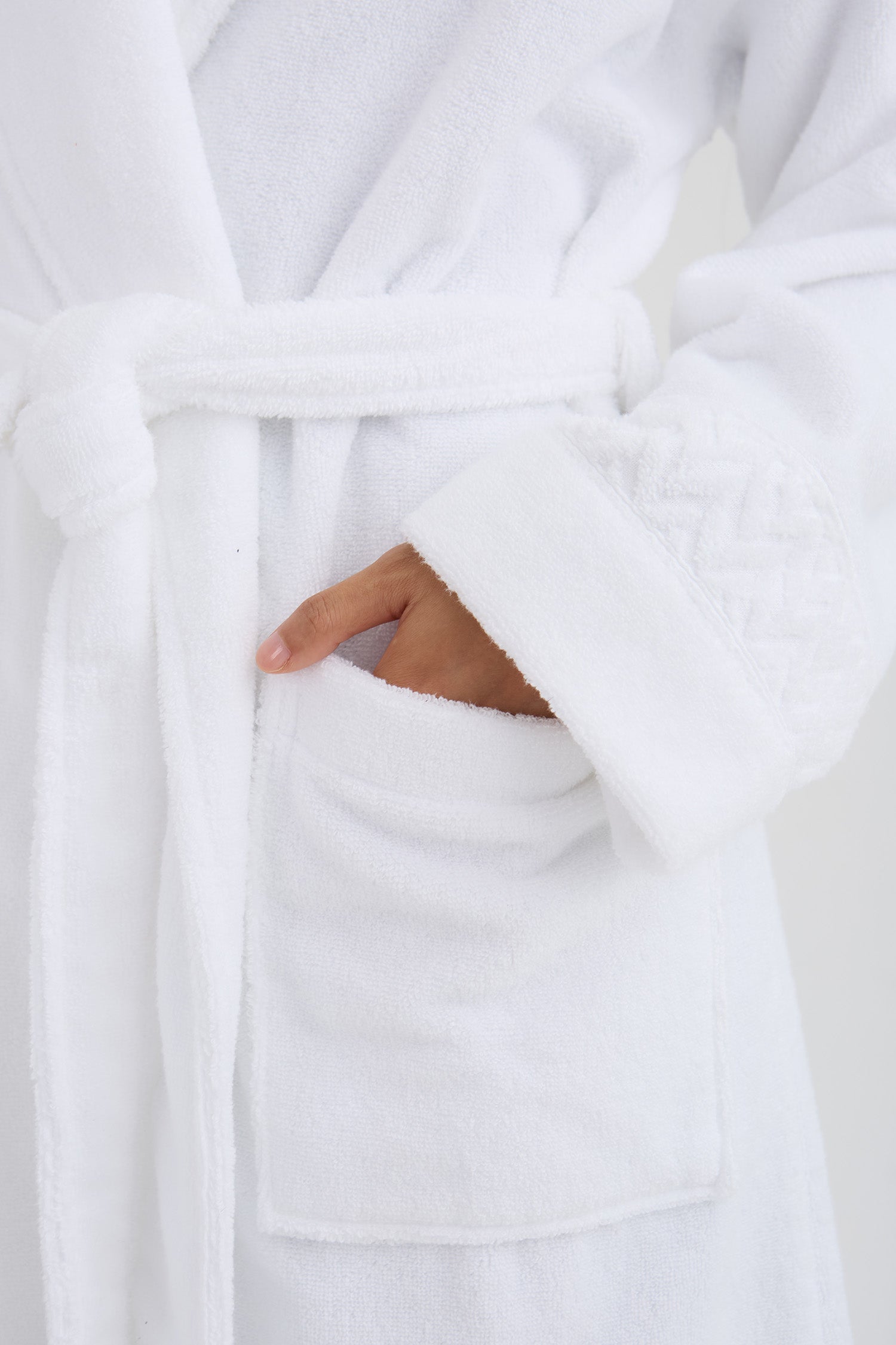 Bamboo Towelling Robe In White