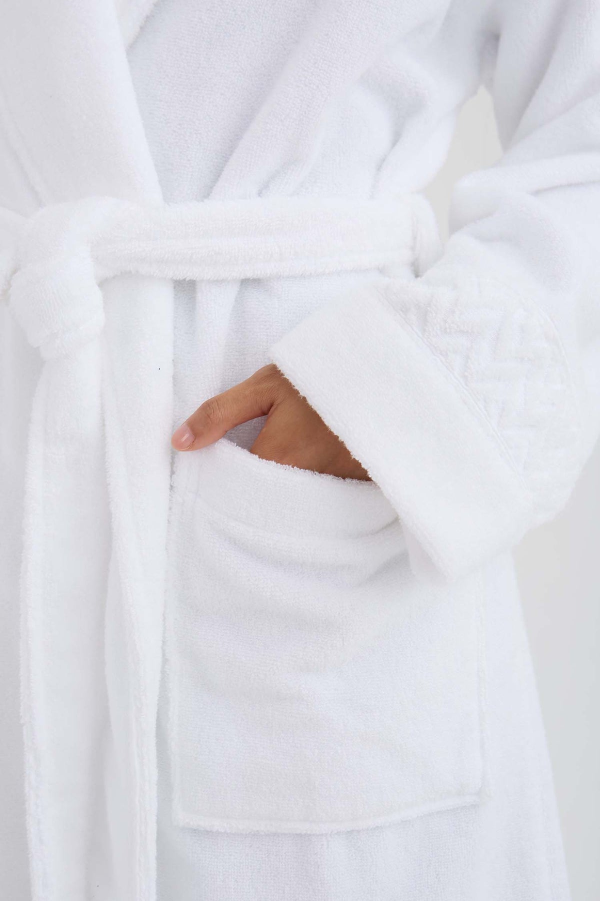 Bamboo Towelling Robe In White