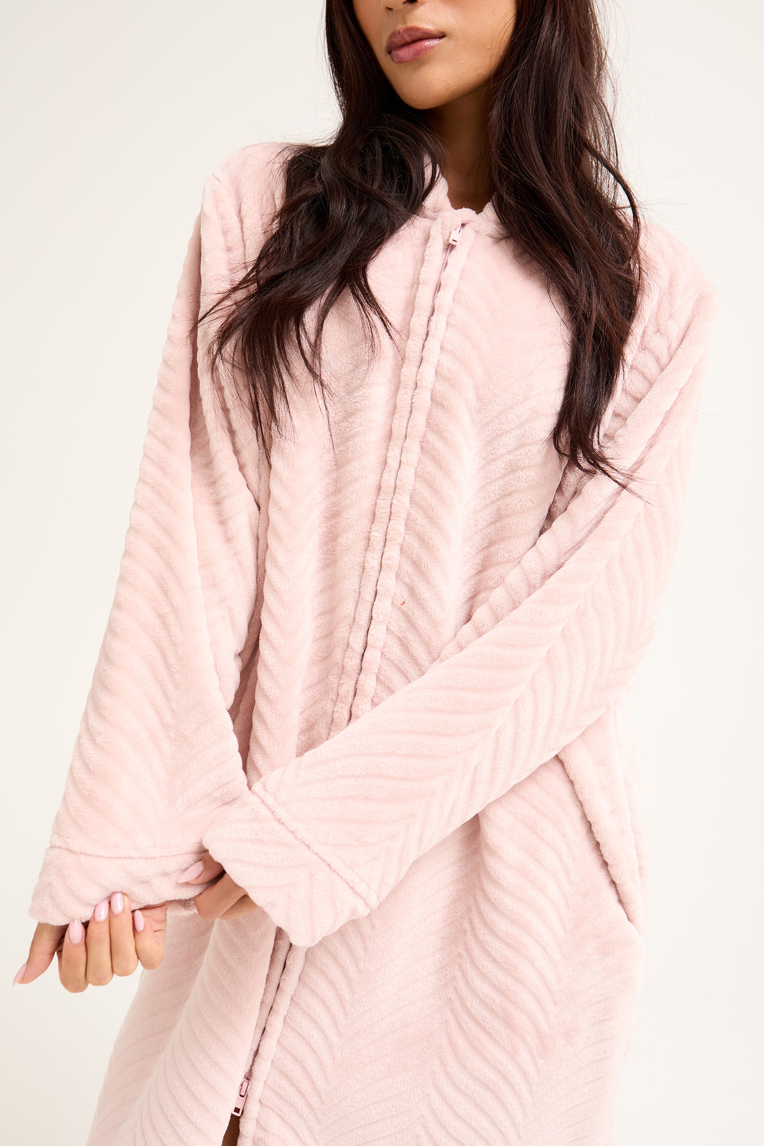 Cosy Chevron Housecoat in Rose