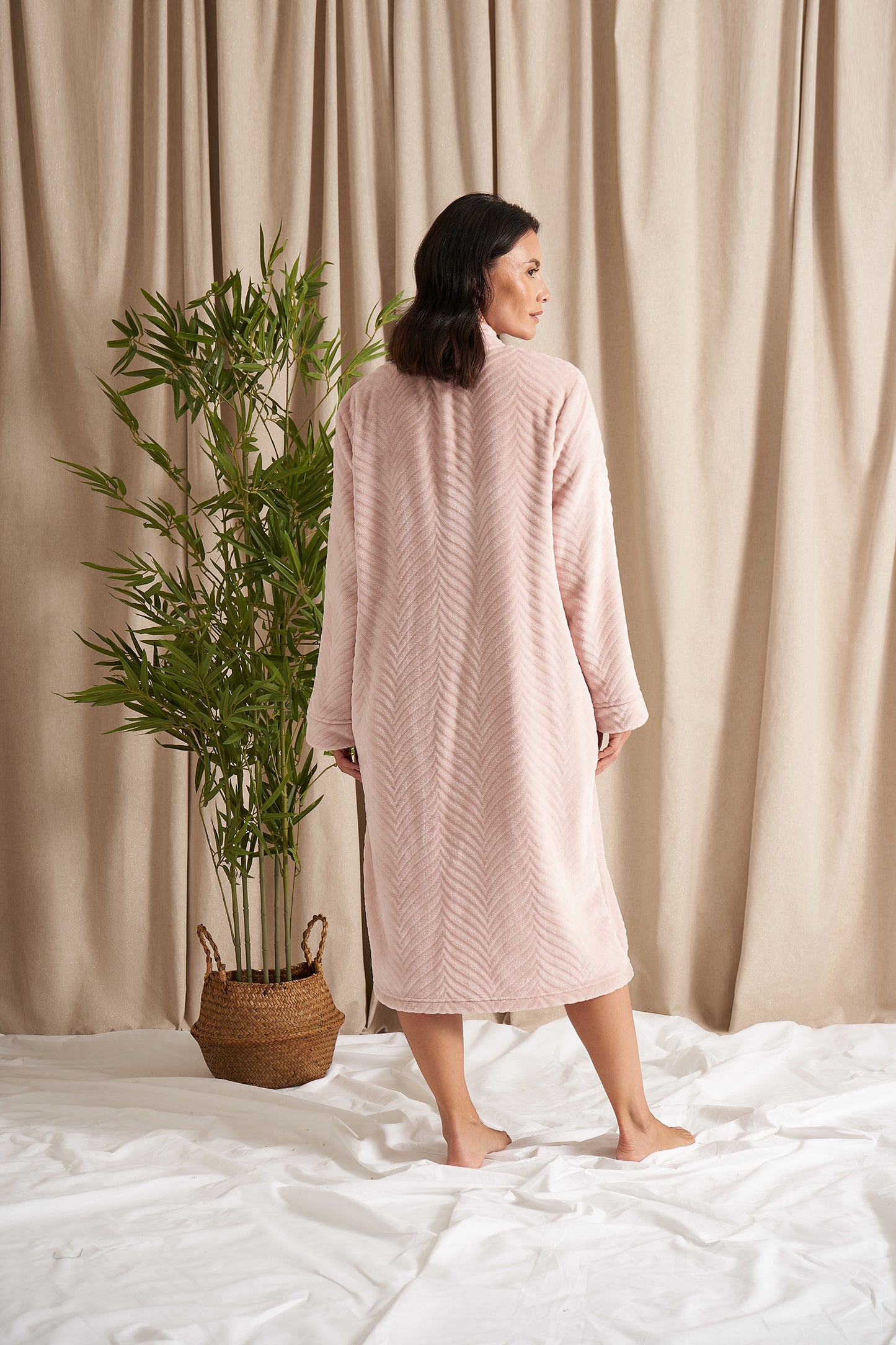 
                  
                    Cosy Chevron Housecoat in Rose
                  
                