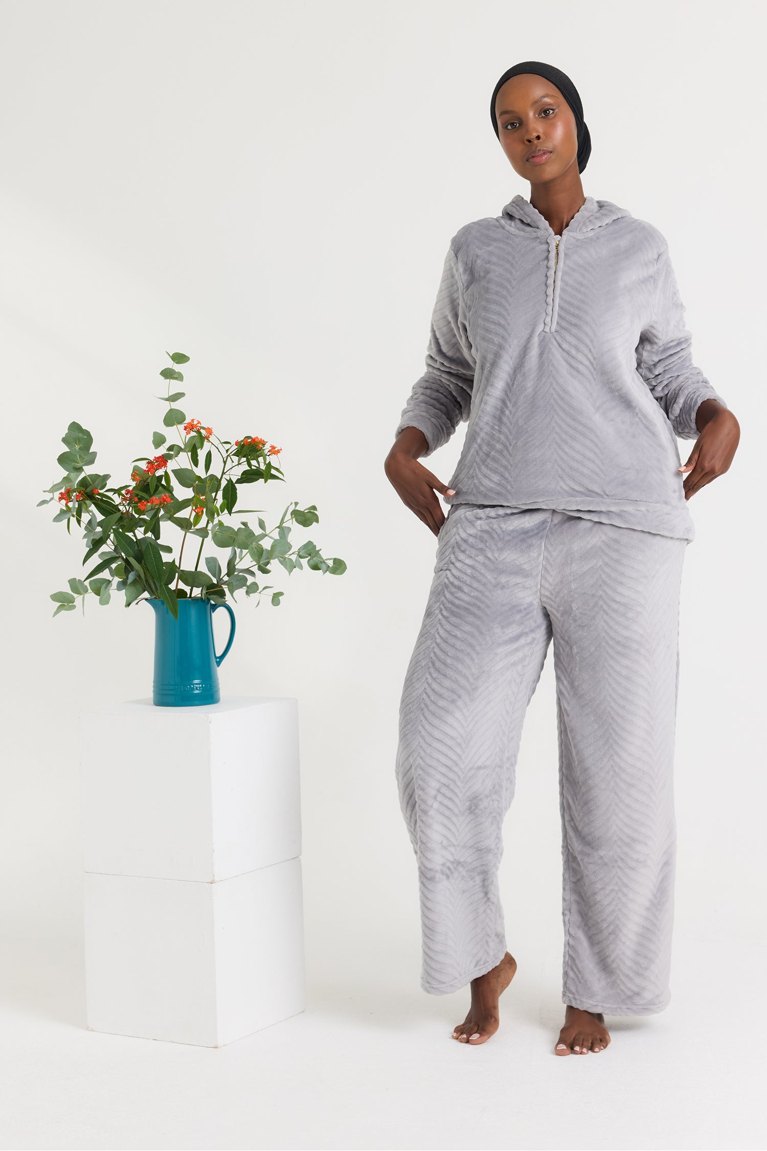 Cosy Chevron Lounge Suit in Shale Grey