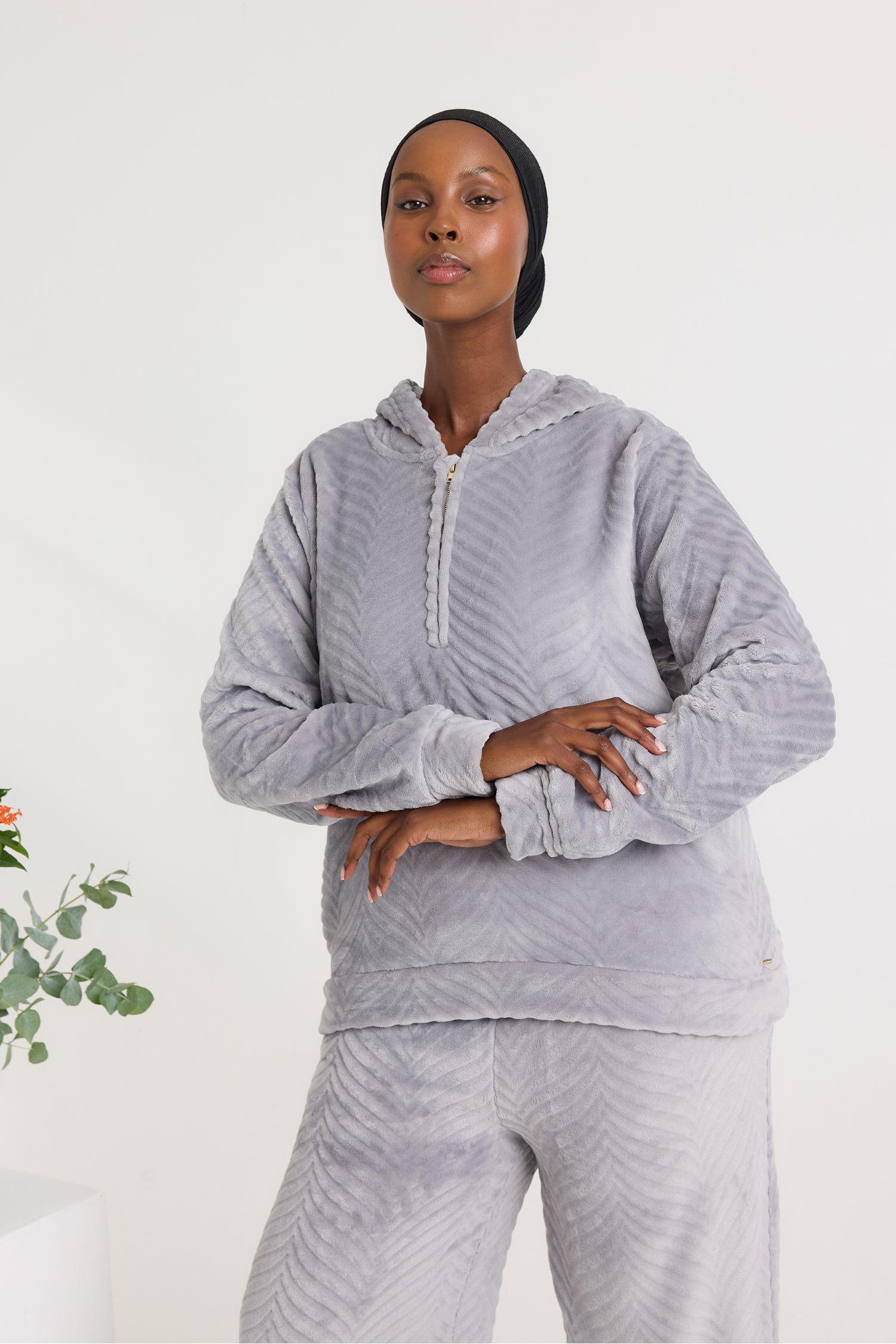 Cosy Chevron Lounge Suit in Shale Grey