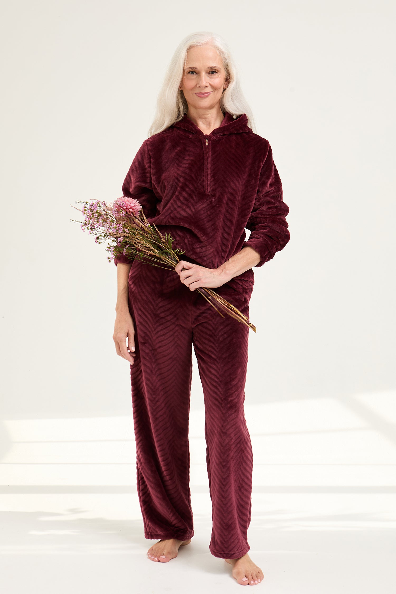 Cosy Chevron Lounge Suit in Maroon