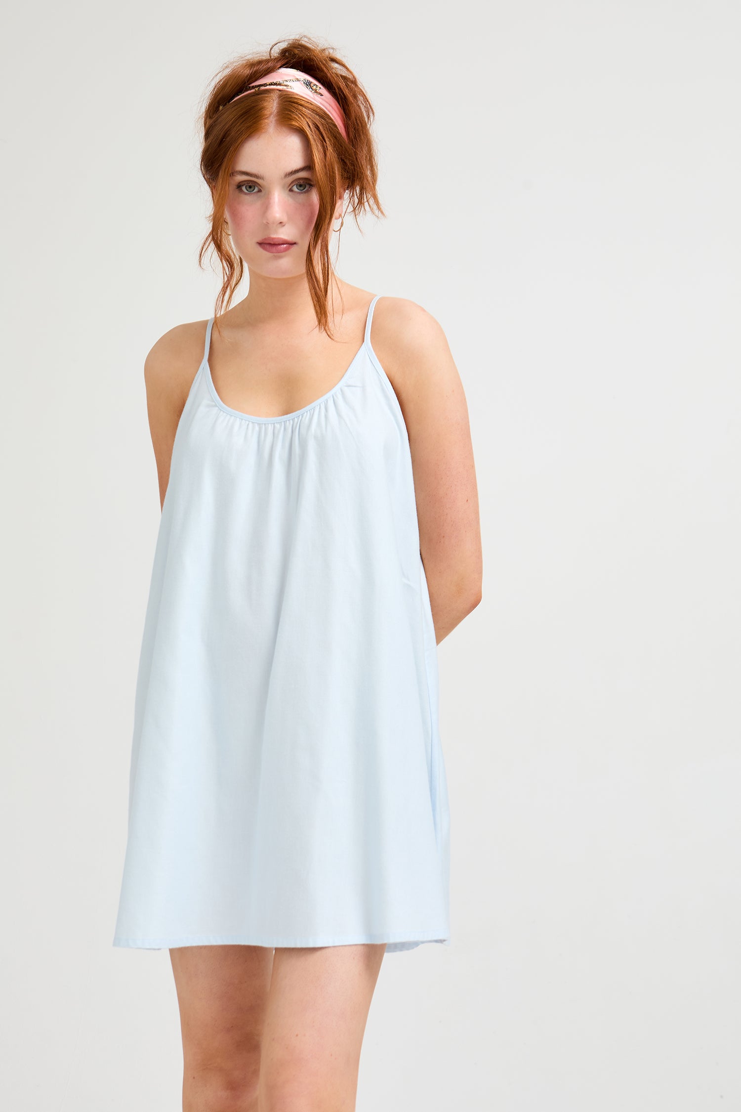 Cotton Modal Swing Chemise in Sky Blue