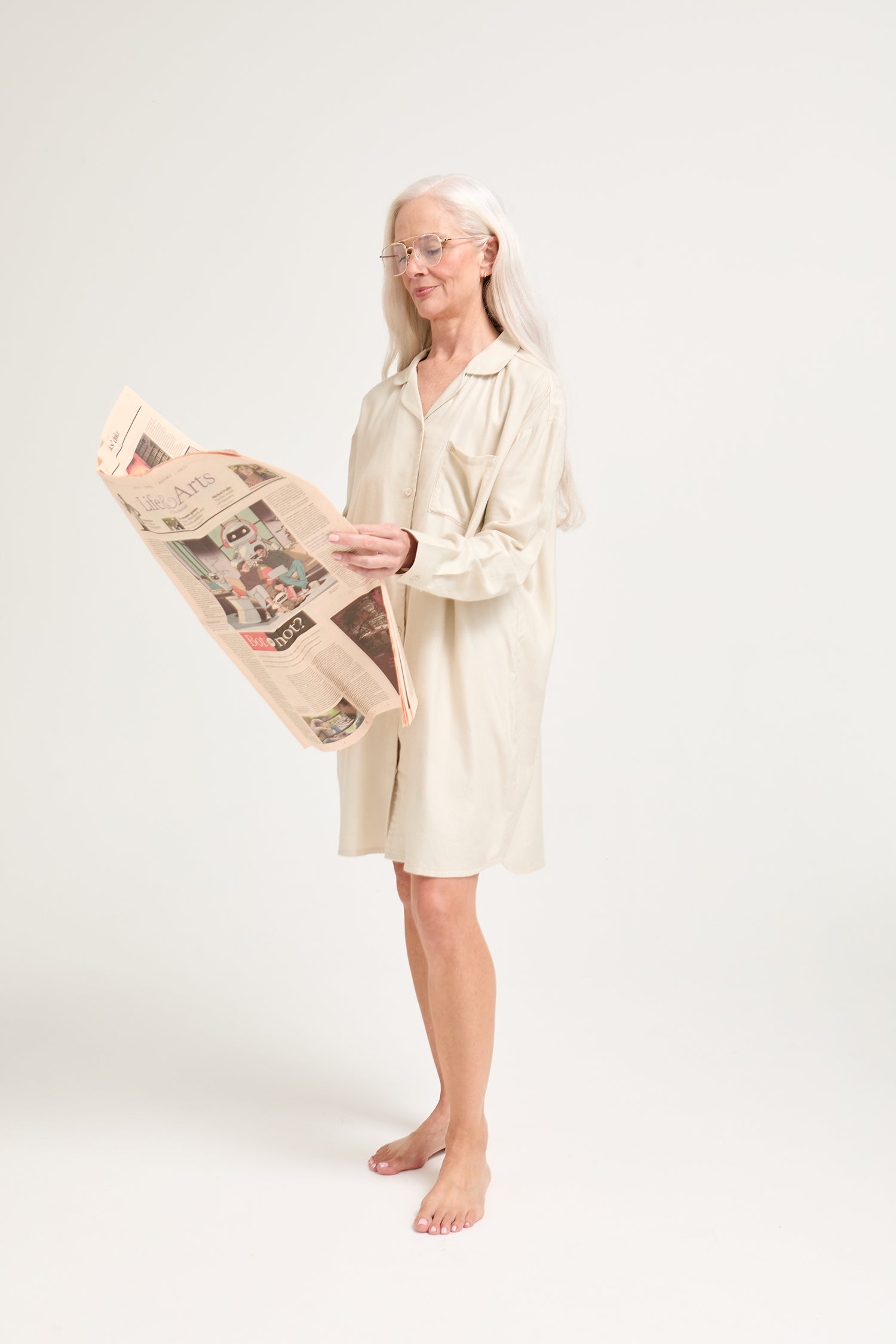Cotton Modal Relaxed Nightshirt in Natural
