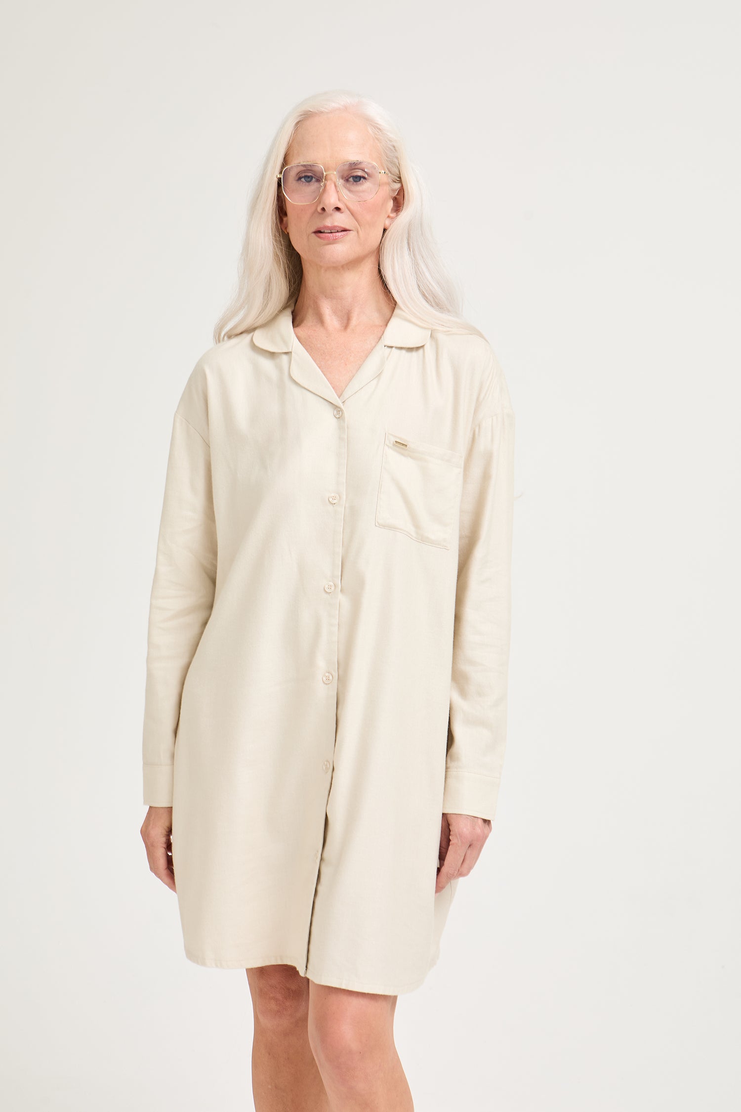 Cotton Modal Relaxed Nightshirt in Natural