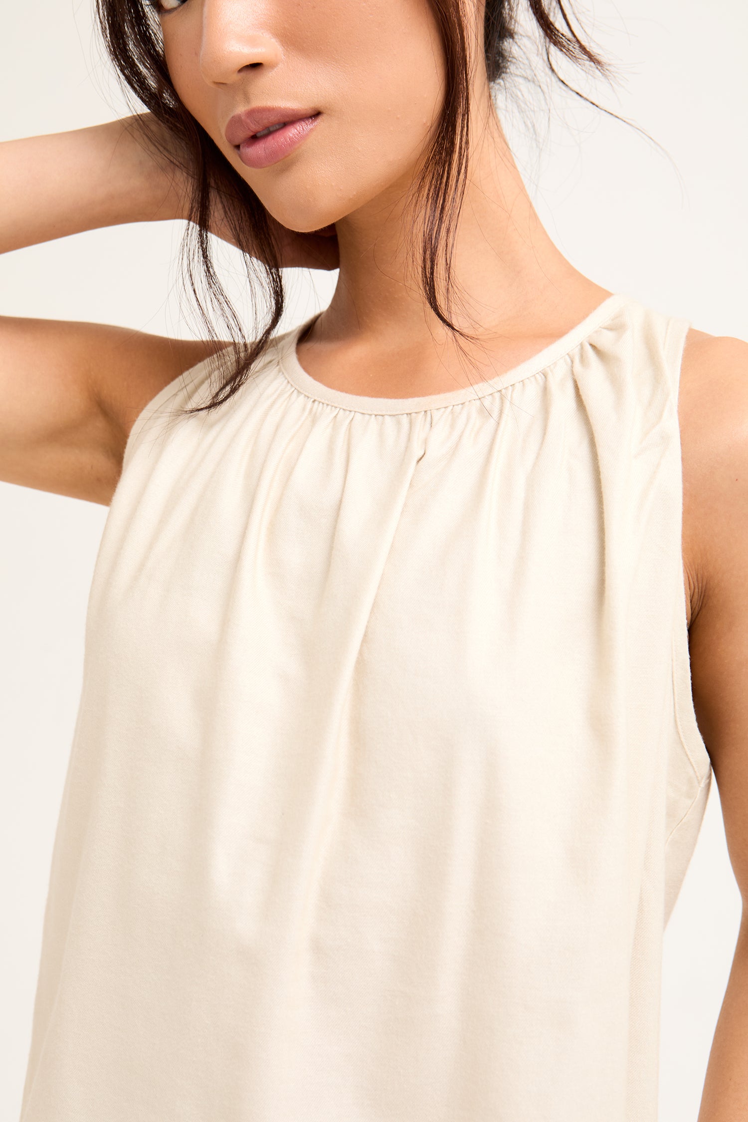 Cotton Modal Vest Short Set in Natural