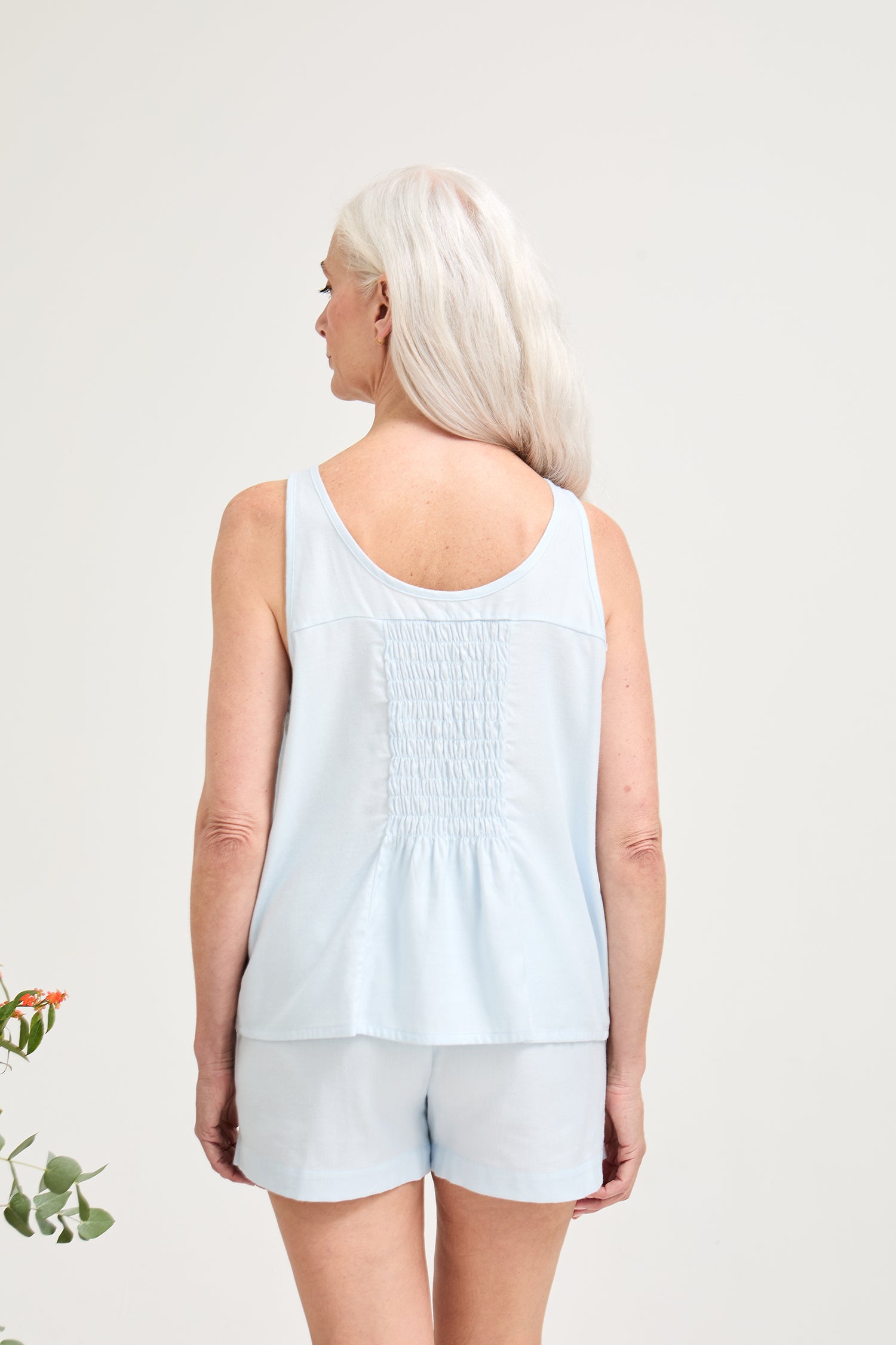 Cotton Modal Vest Short Set in Sky Blue