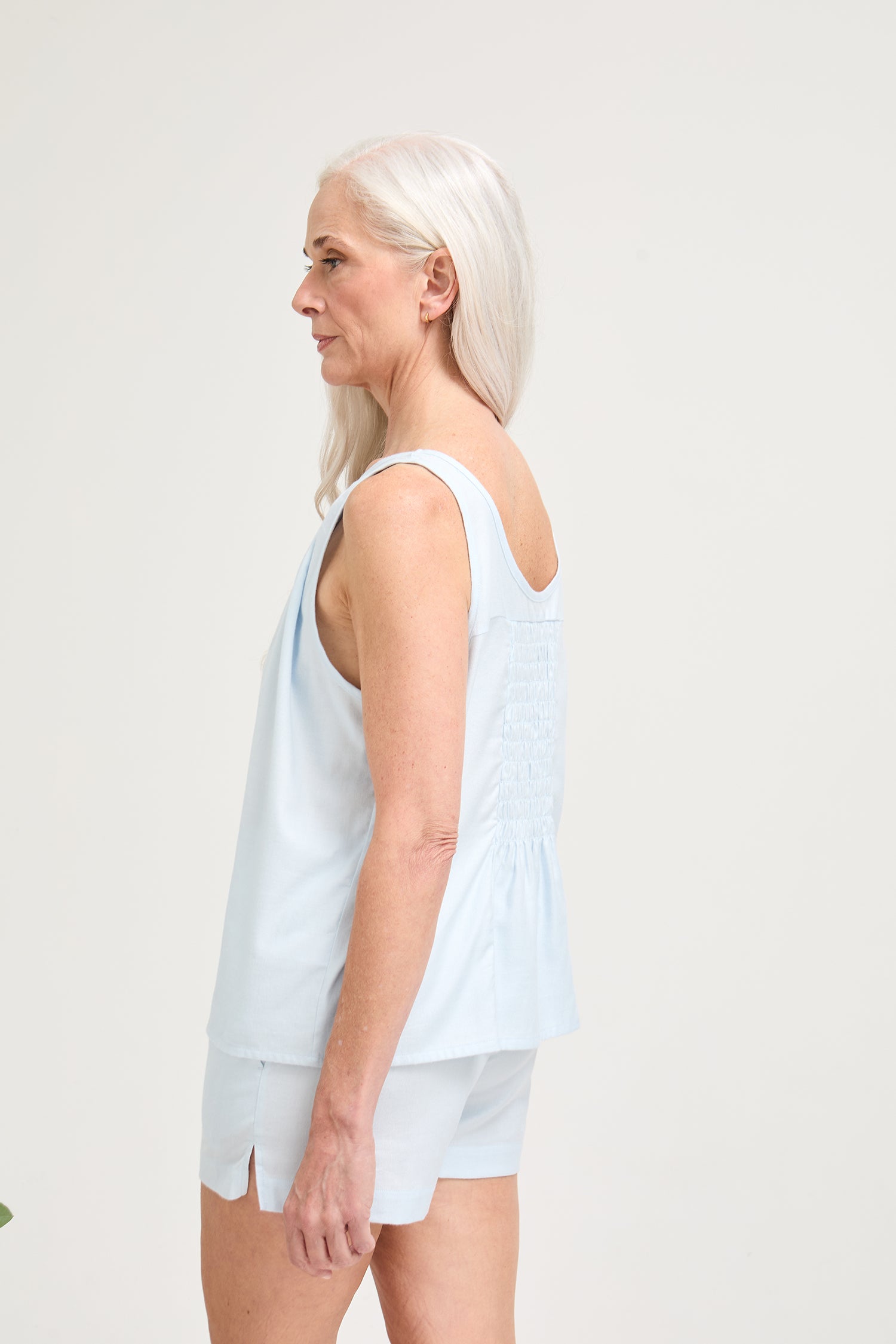 Cotton Modal Vest Short Set in Sky Blue