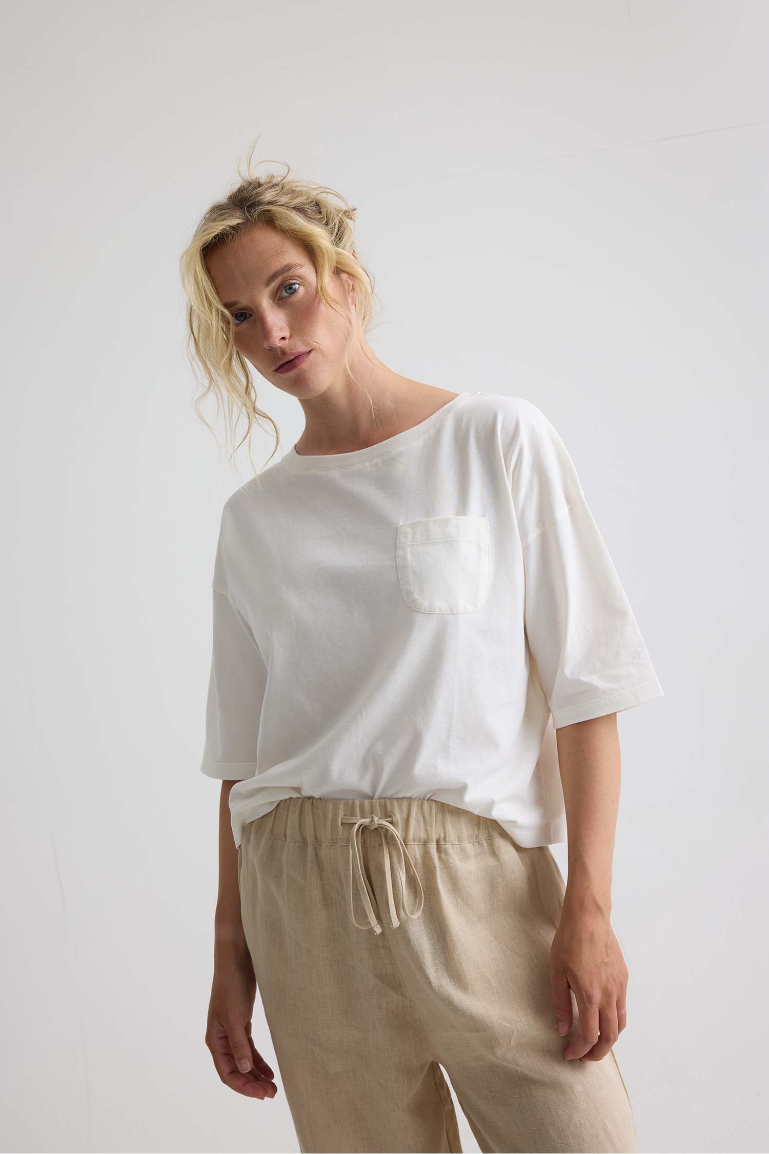 Relaxed Cotton T-Shirt In Coconut Milk