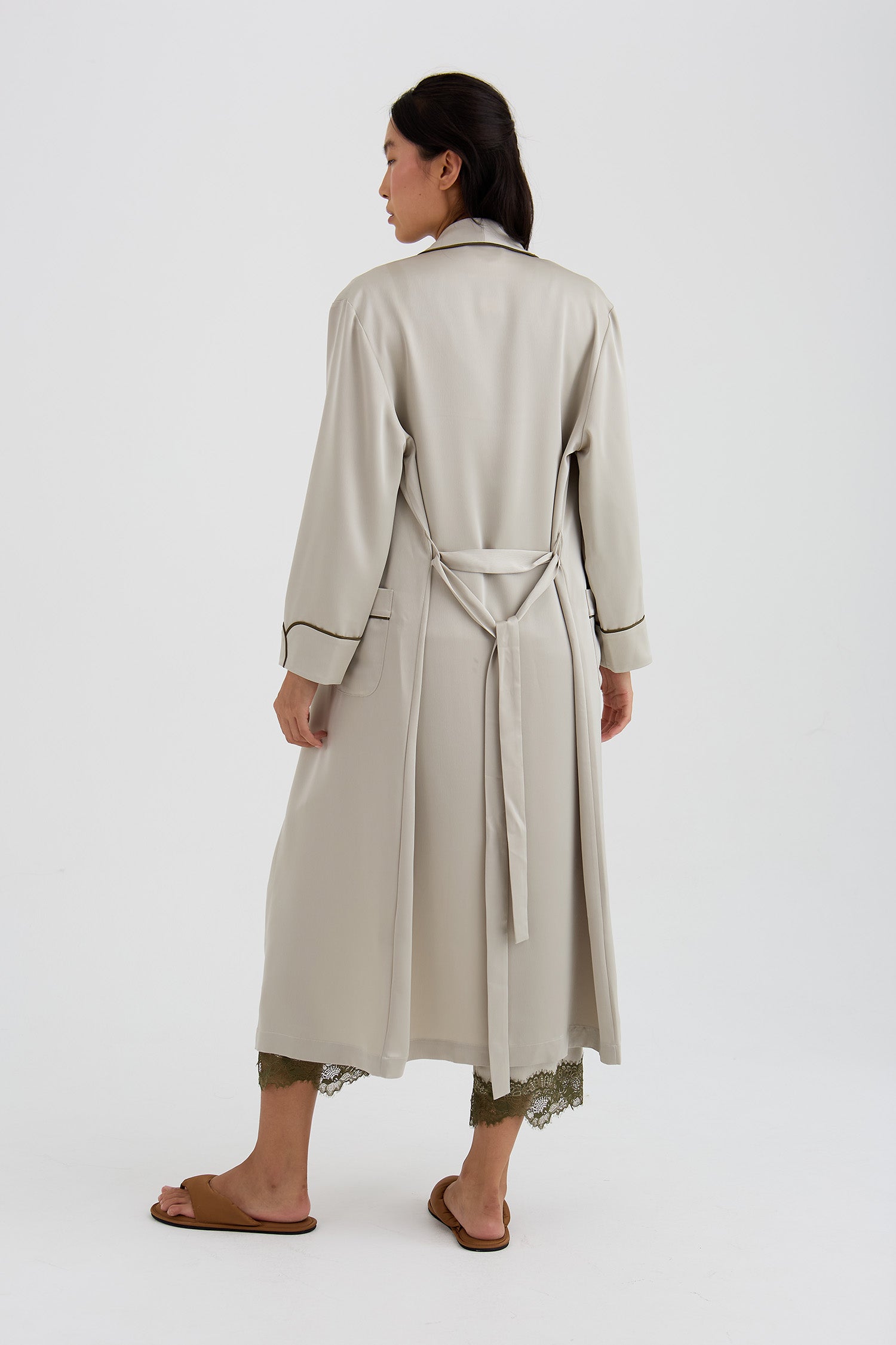 Eco Satin Robe In Pelican