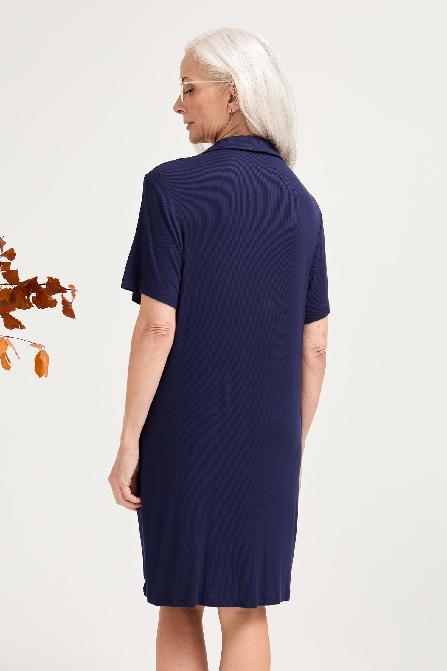 EcoVero Ribbed Nightshirt in Midnight