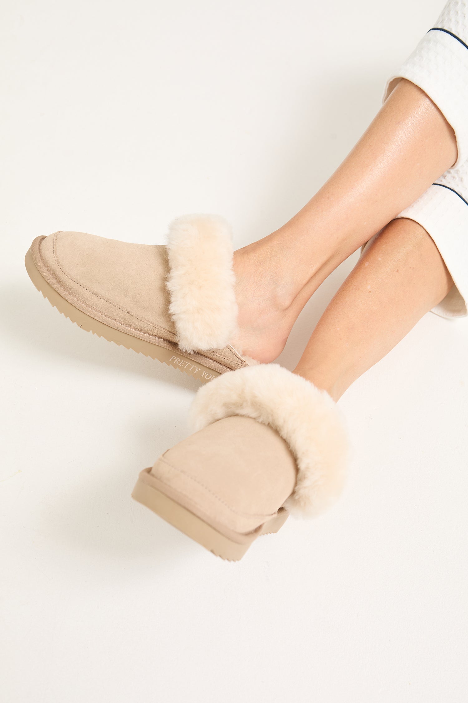 Hallie Sheepskin Multiway Slippers in Beige