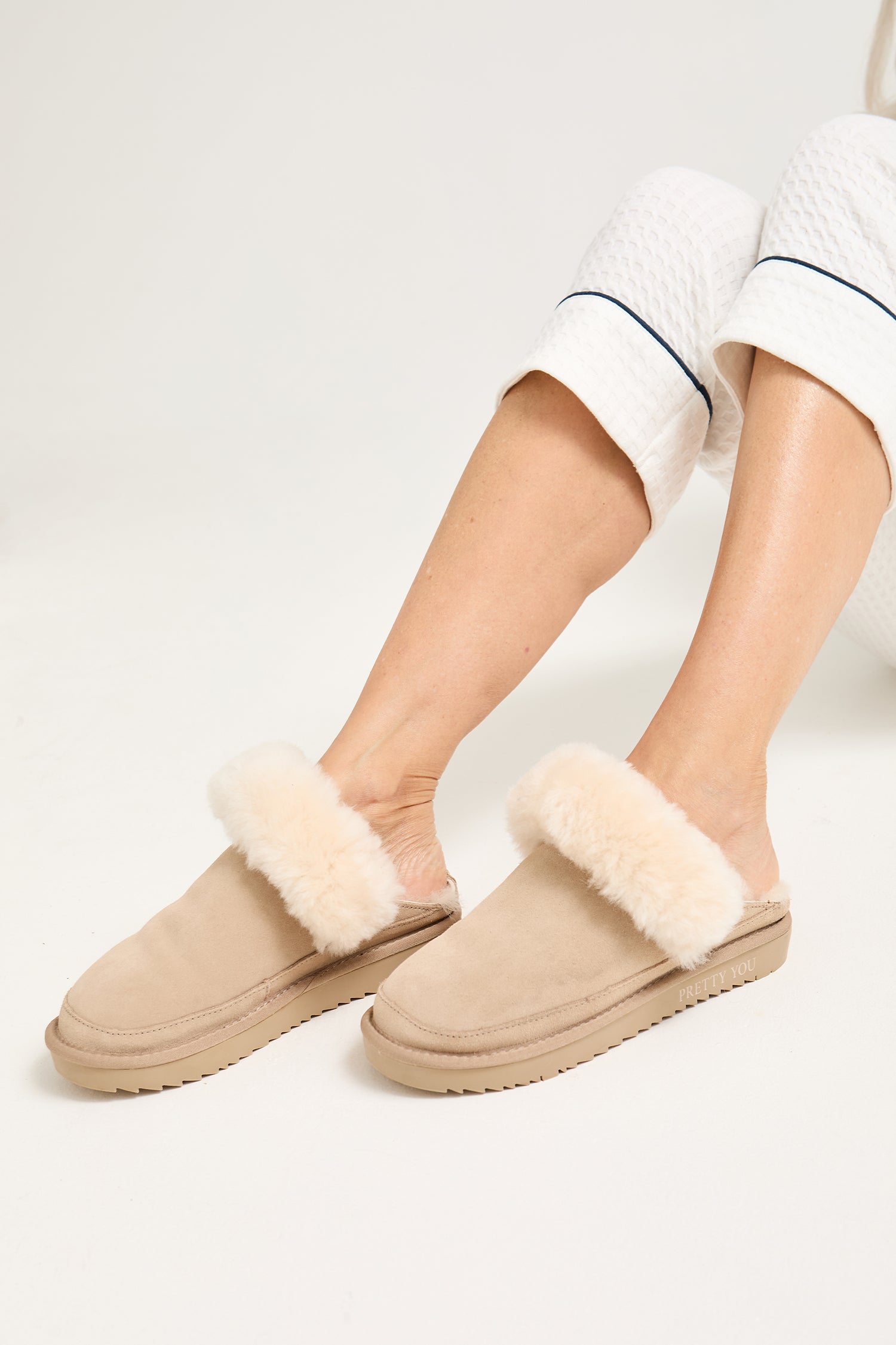 Hallie Sheepskin Multiway Slippers in Beige