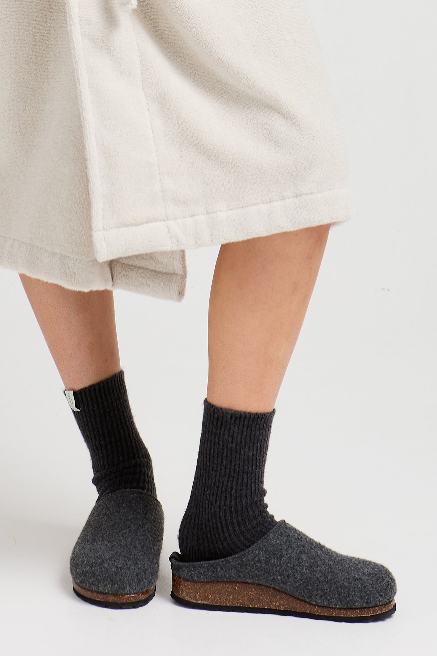 Jamie Mule Slippers in Charcoal