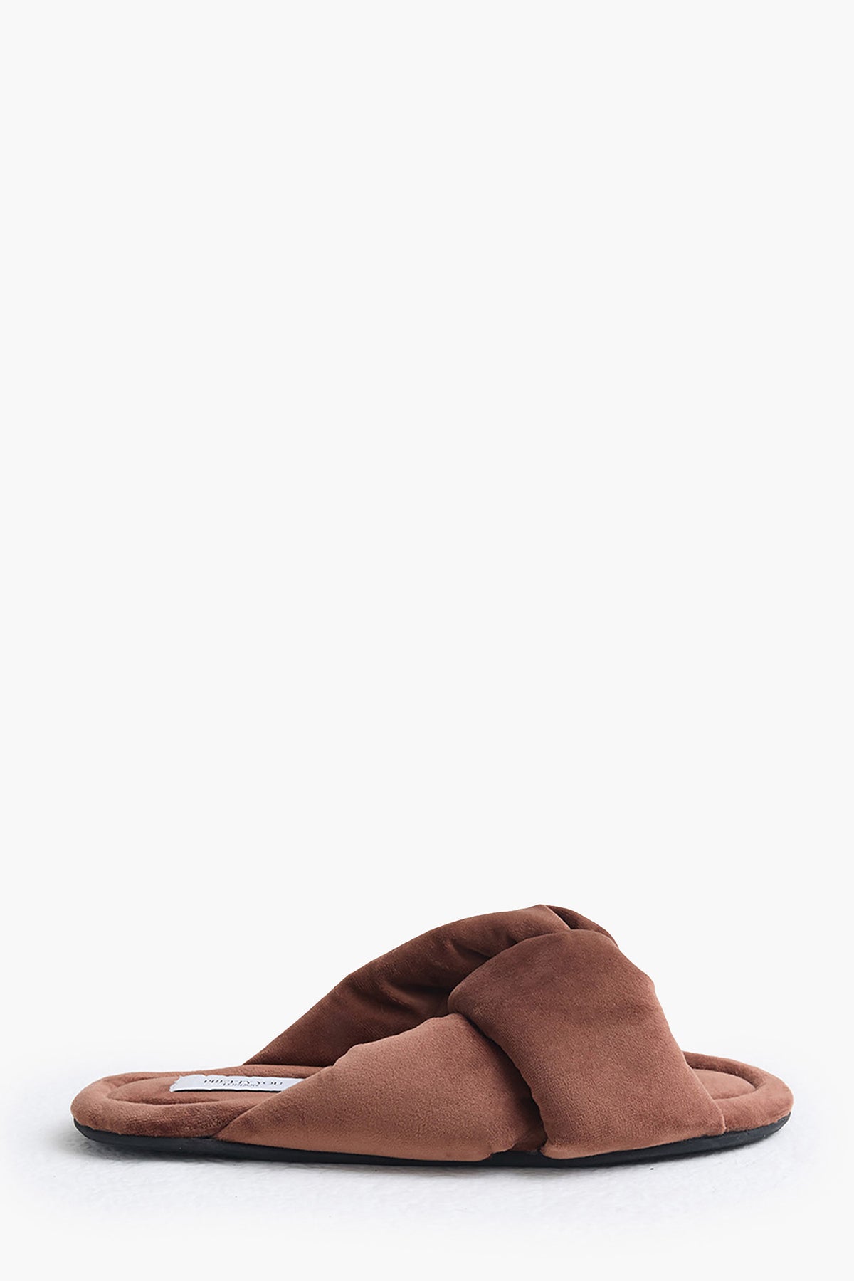 Velvet Knot Mule In Copper Brown
