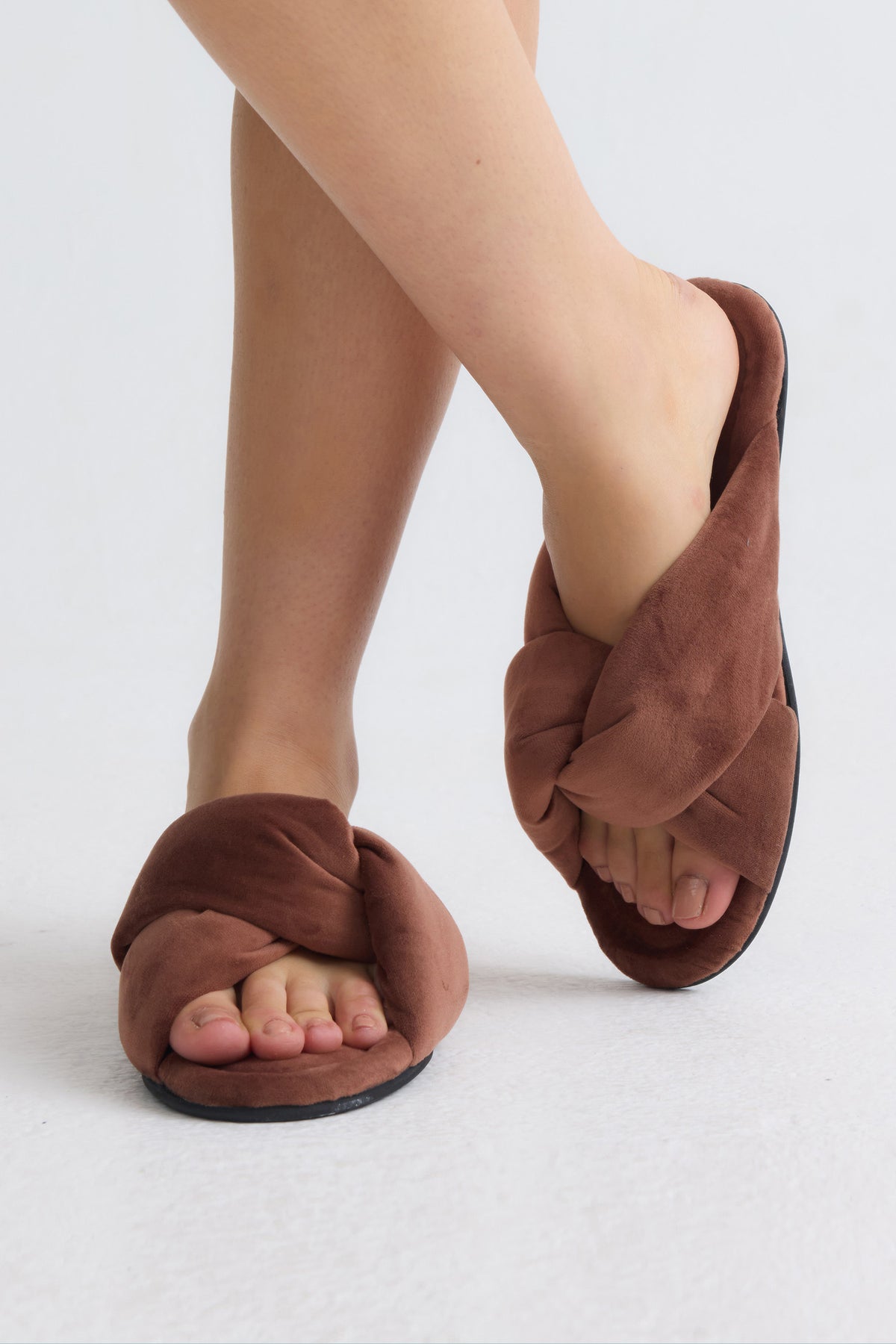 Velvet Knot Mule In Copper Brown