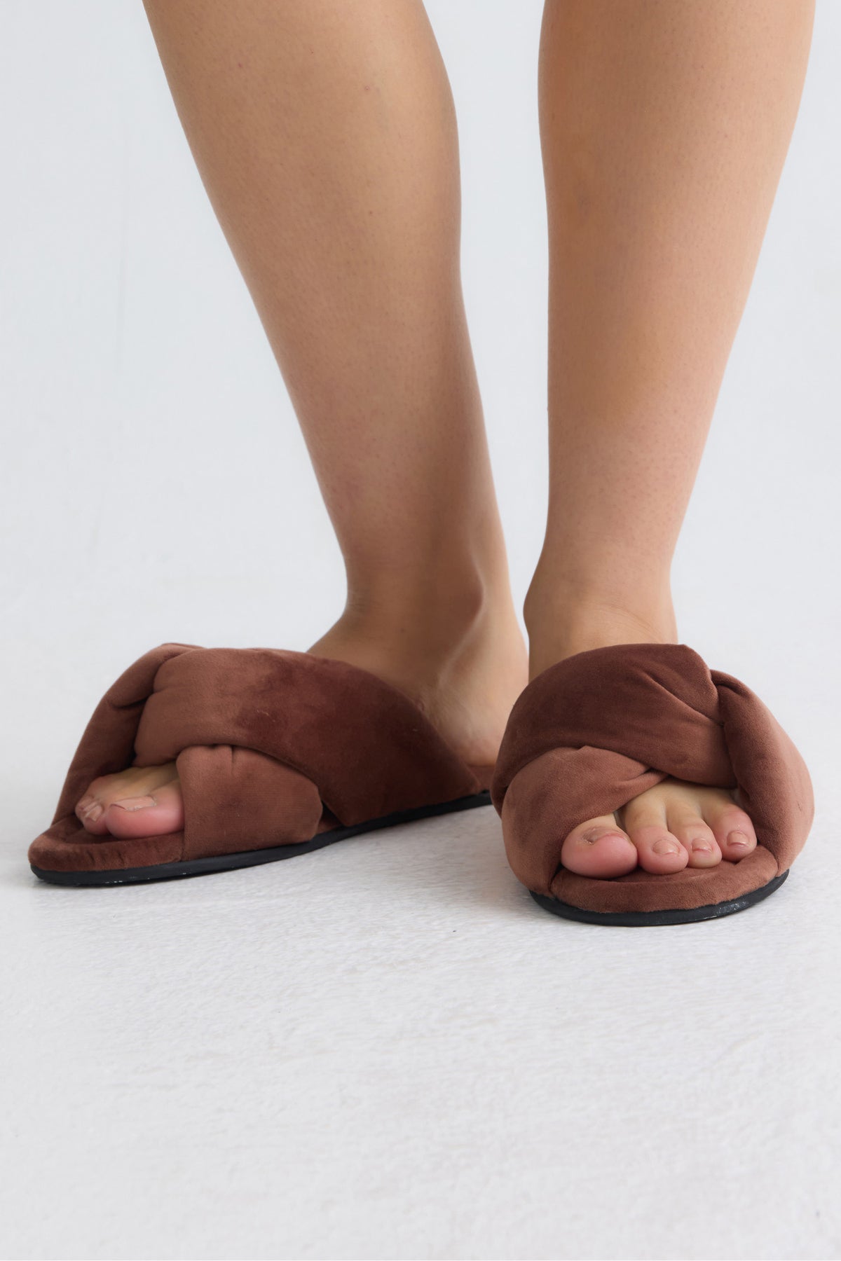 Velvet Knot Mule In Copper Brown