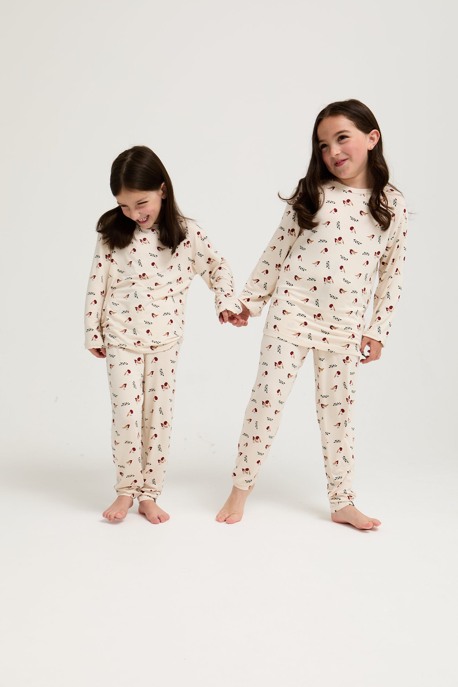 Little You Bamboo Festive Pyjama Set in Robin Print