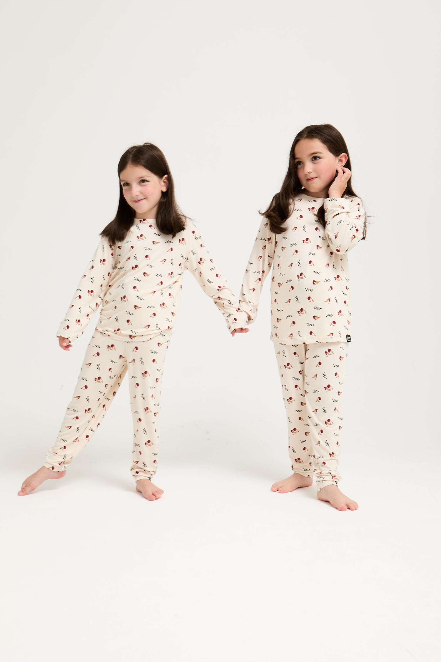 Little You Bamboo Festive Pyjama Set in Robin Print