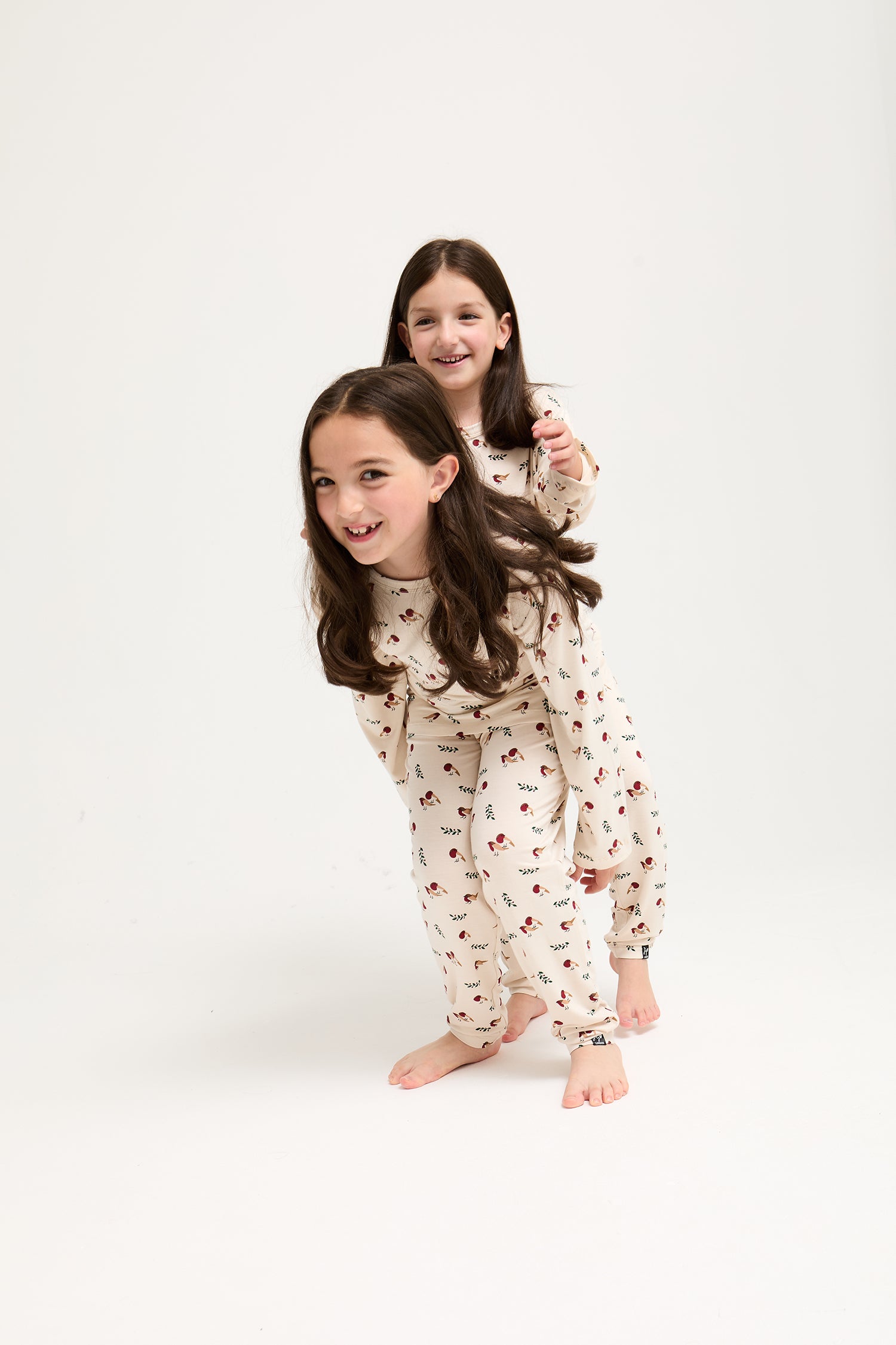 Little You Bamboo Festive Pyjama Set in Robin Print