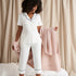 Luxury Suite Waffle Short Shirt Trouser Set in White
