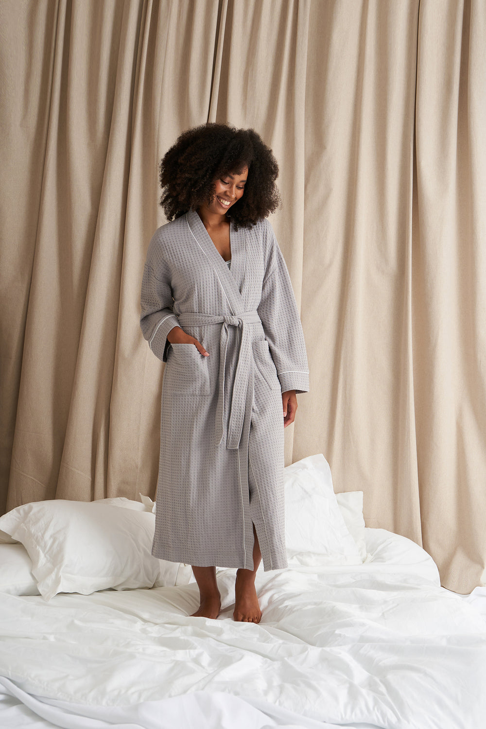 Luxury Suite Waffle Robe in Gray