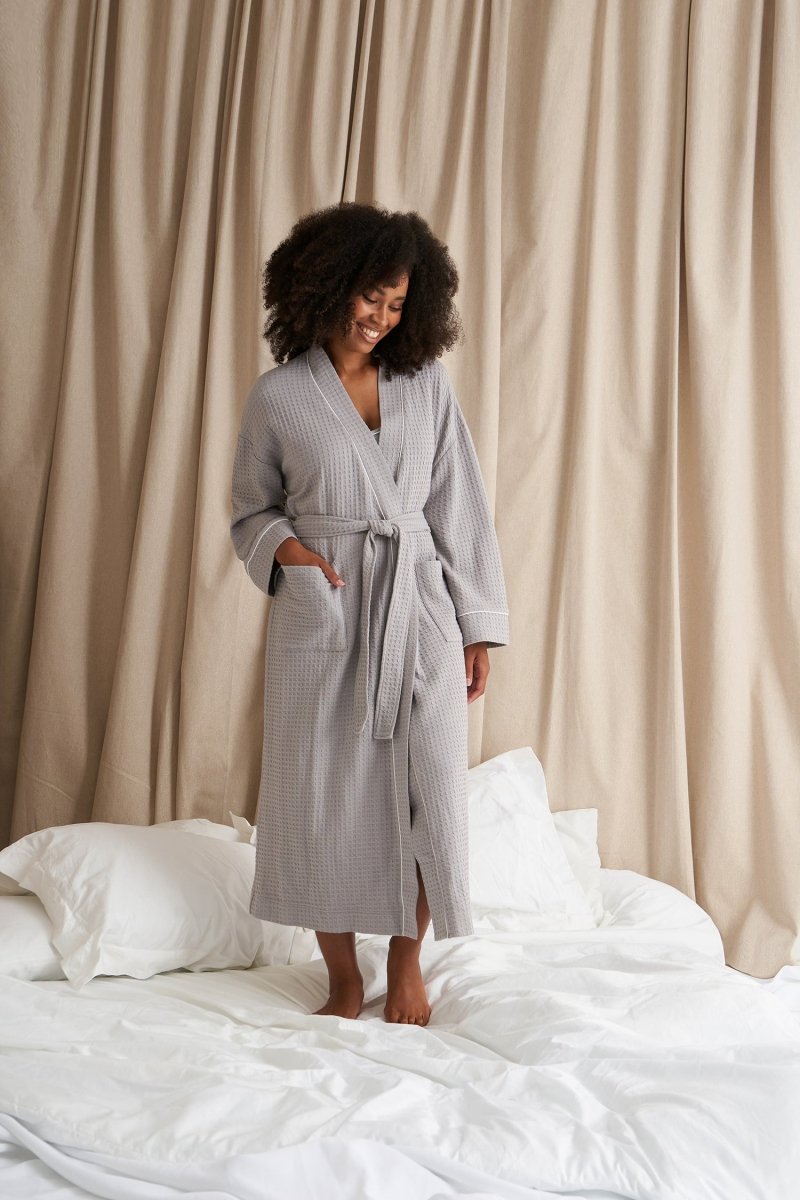 Luxury Suite Waffle Robe in Grey | Hotel Spa Robe | Pretty You London