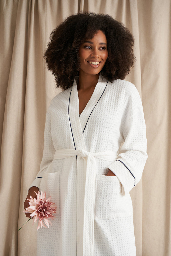 
                  
                    Luxury Suite Waffle Robe in White
                  
                