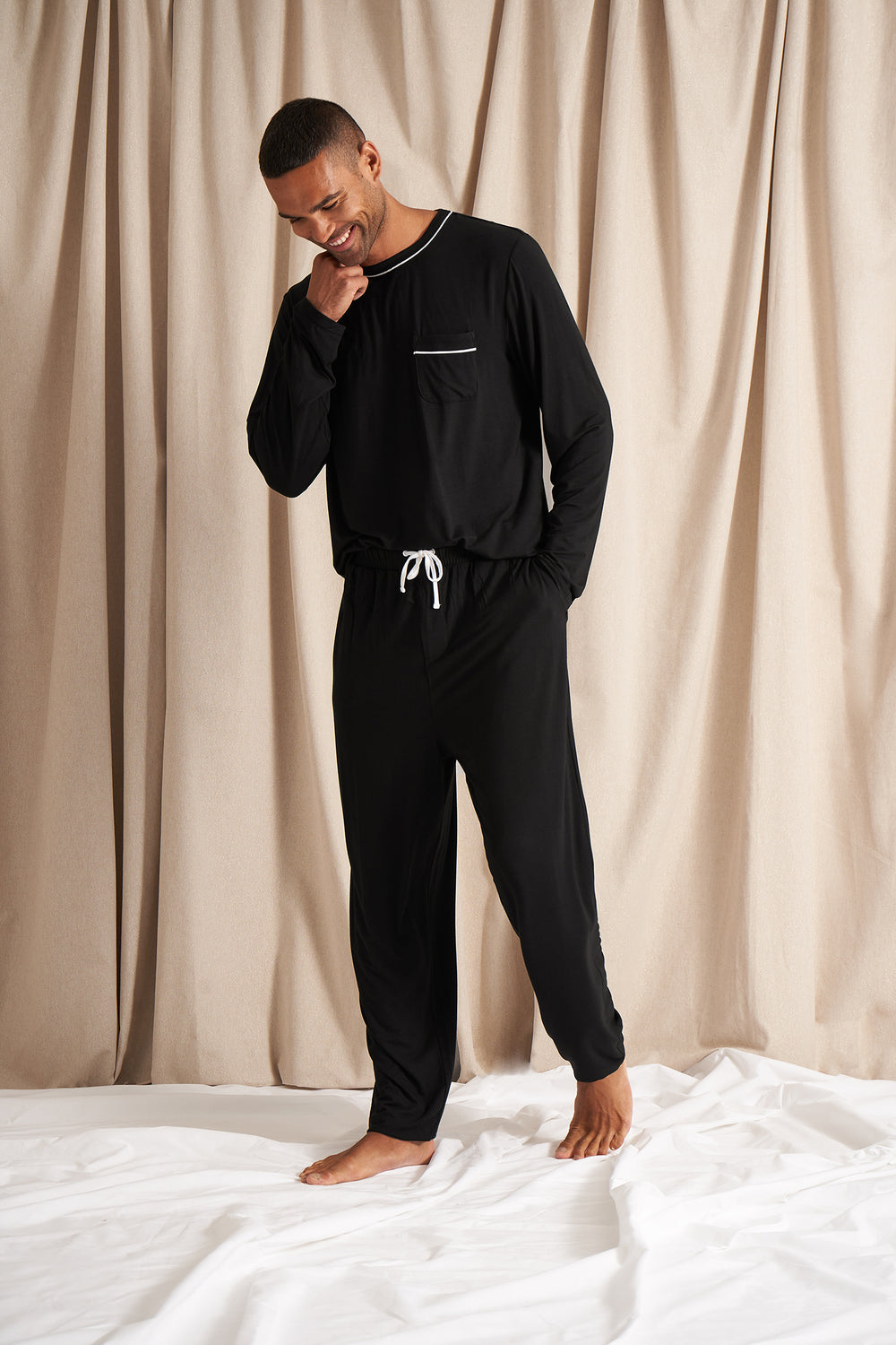 Mister You Bamboo Pyjama Set in Black