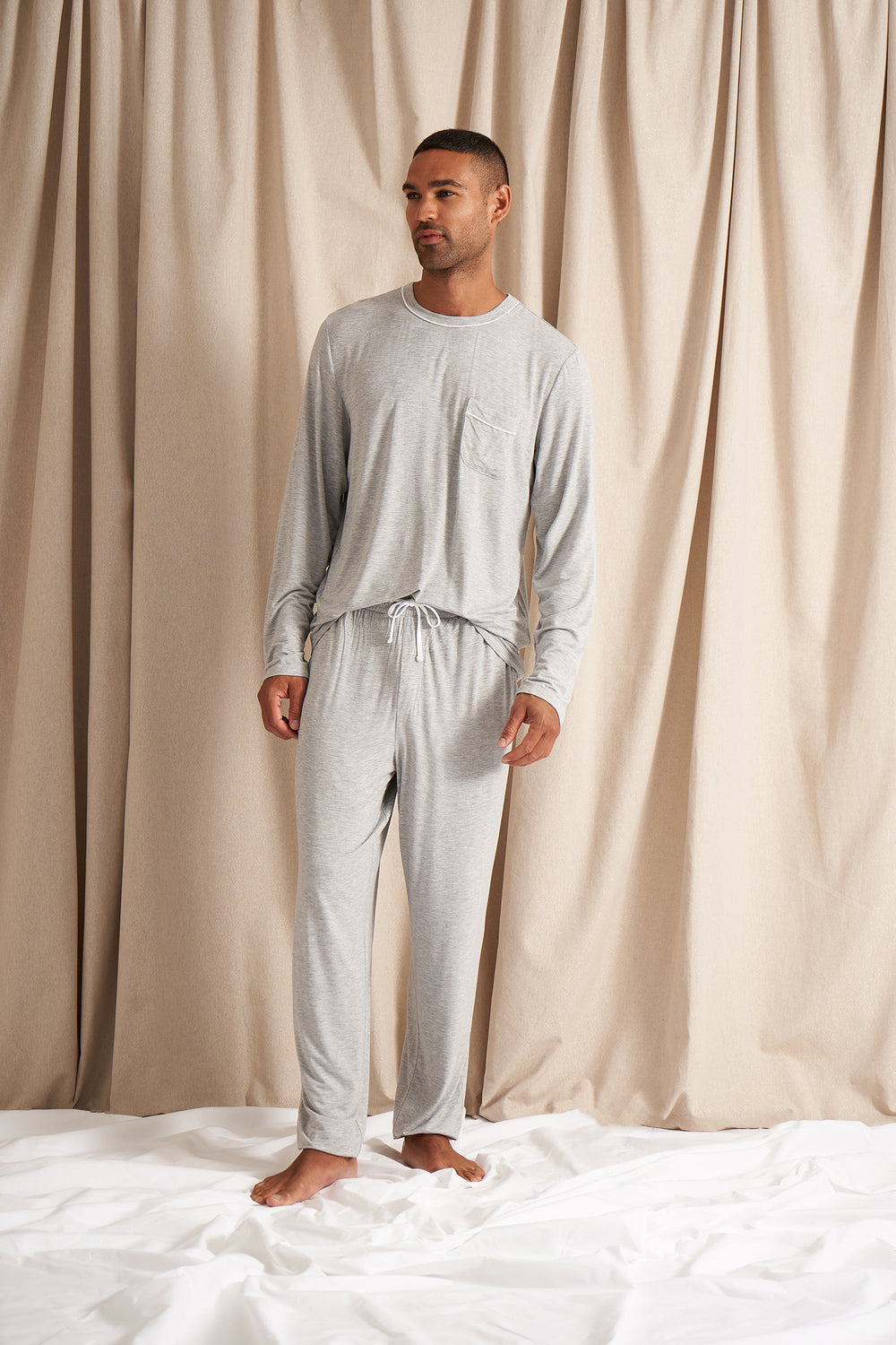 Mister You Bamboo Pyjama Set in Grey Marl