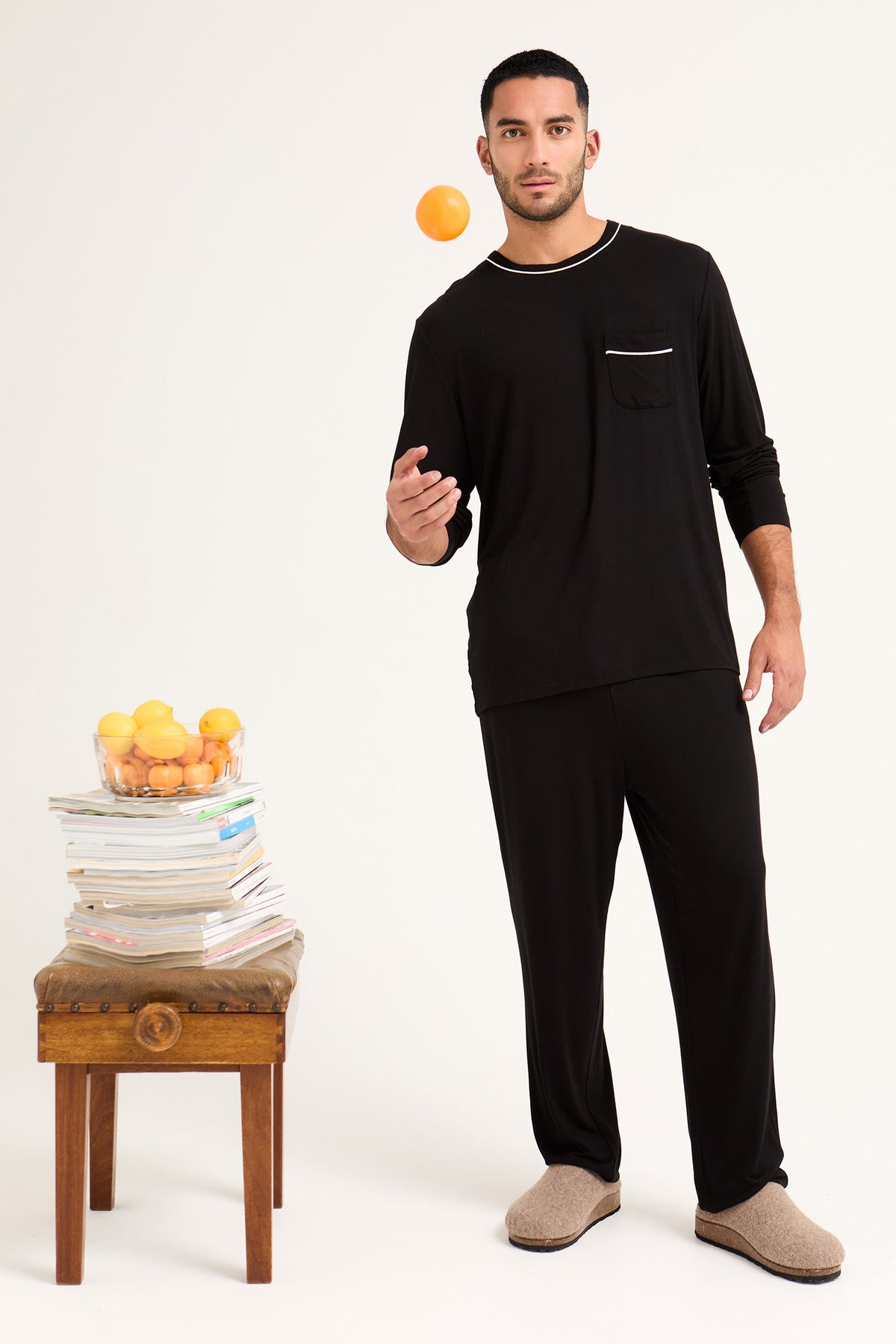 Mister You Bamboo Pyjama Set in Black