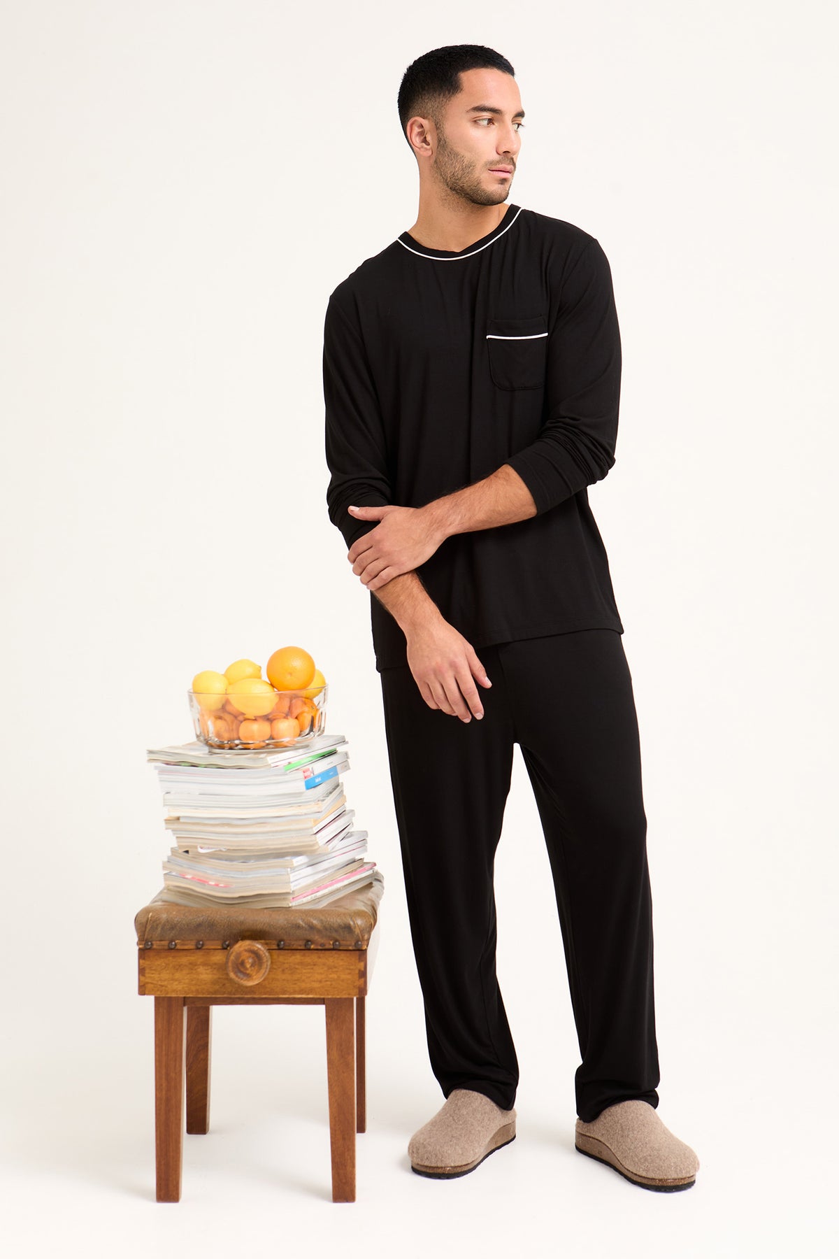 Mister You Bamboo Pyjama Set in Black