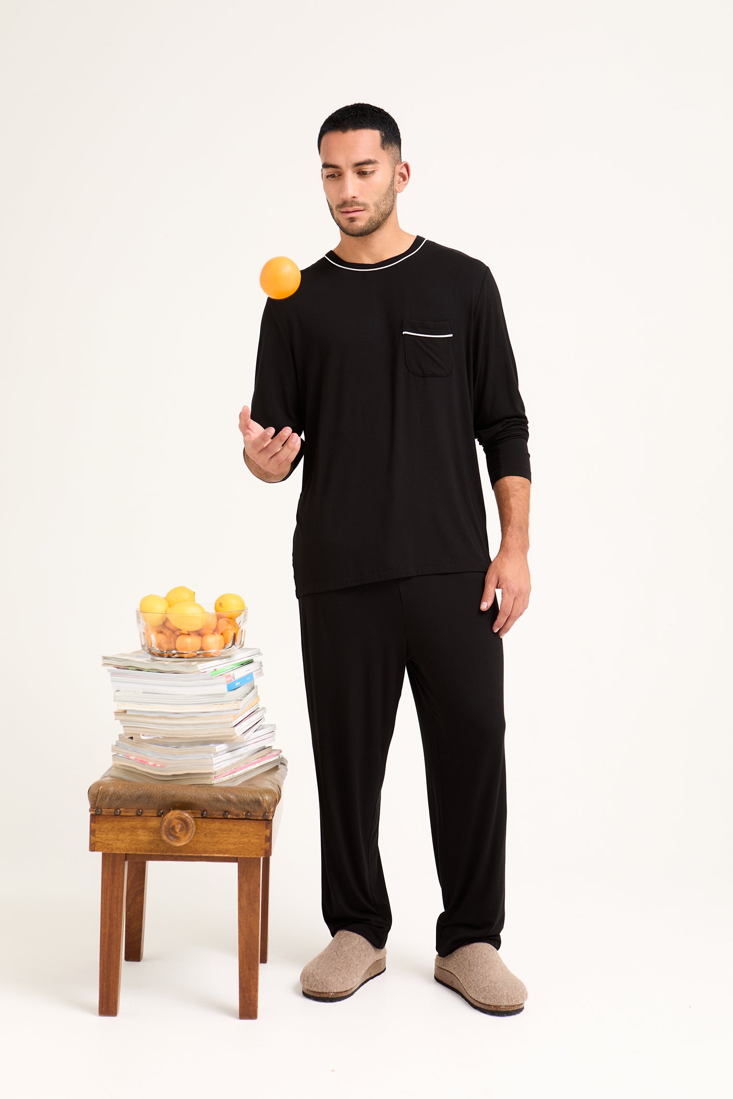 Mister You Bamboo Pyjama Set in Black