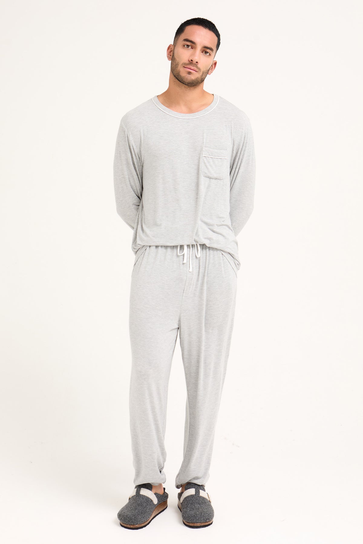 Mister You Bamboo Pyjama Set in Grey Marl