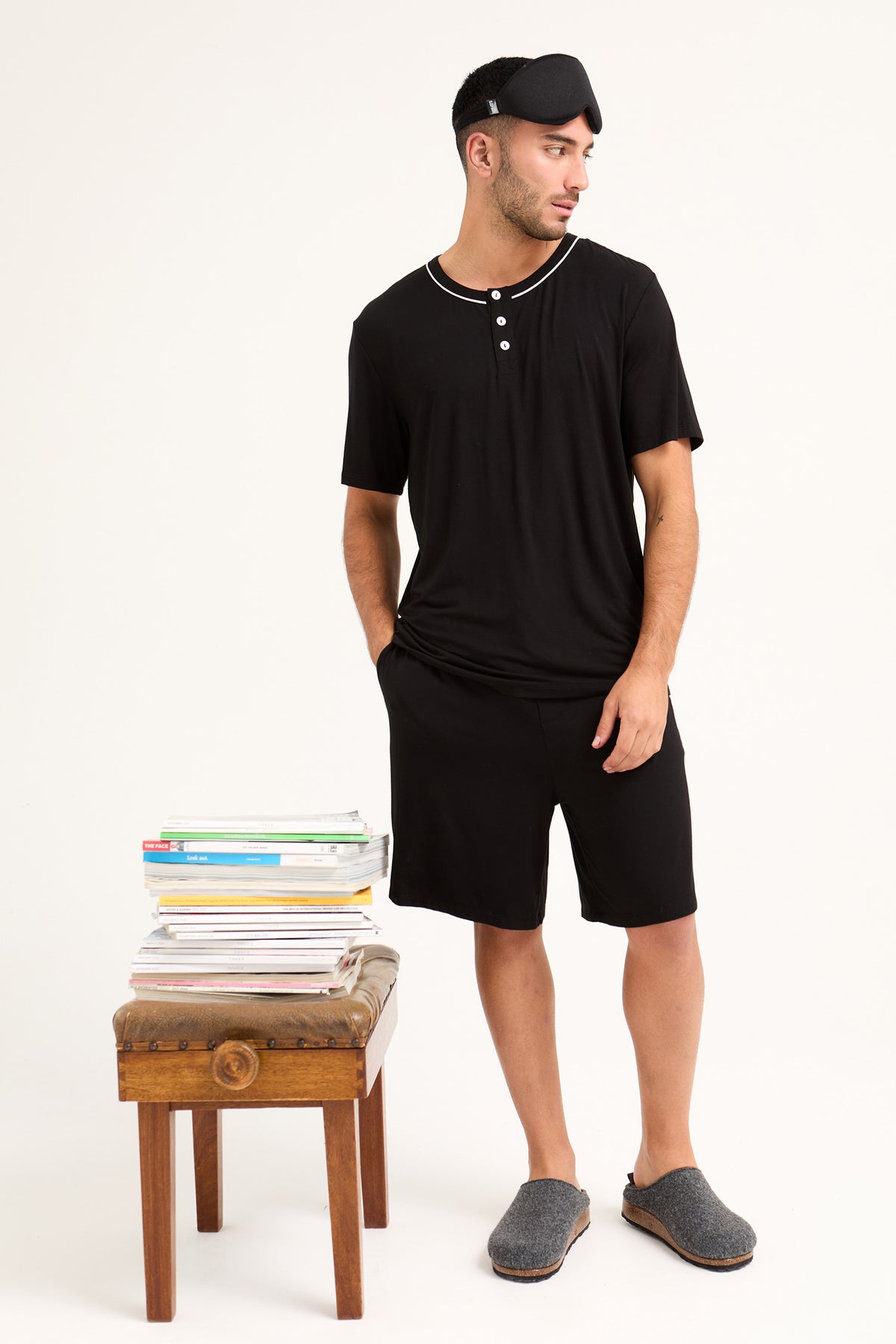 Mister You Bamboo Short Pyjama Set in Black