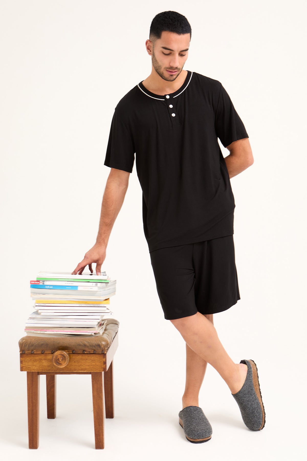 Mister You Bamboo Short Pyjama Set in Black