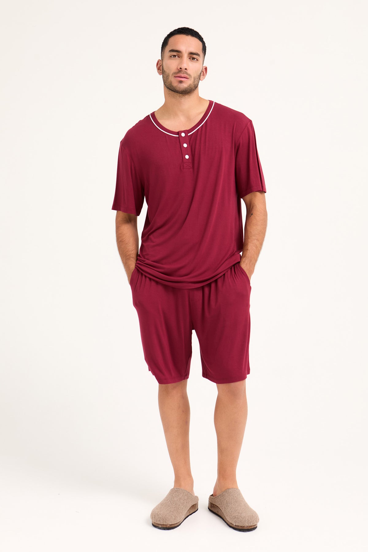 Mister You Bamboo Short Pyjama Set in Claret
