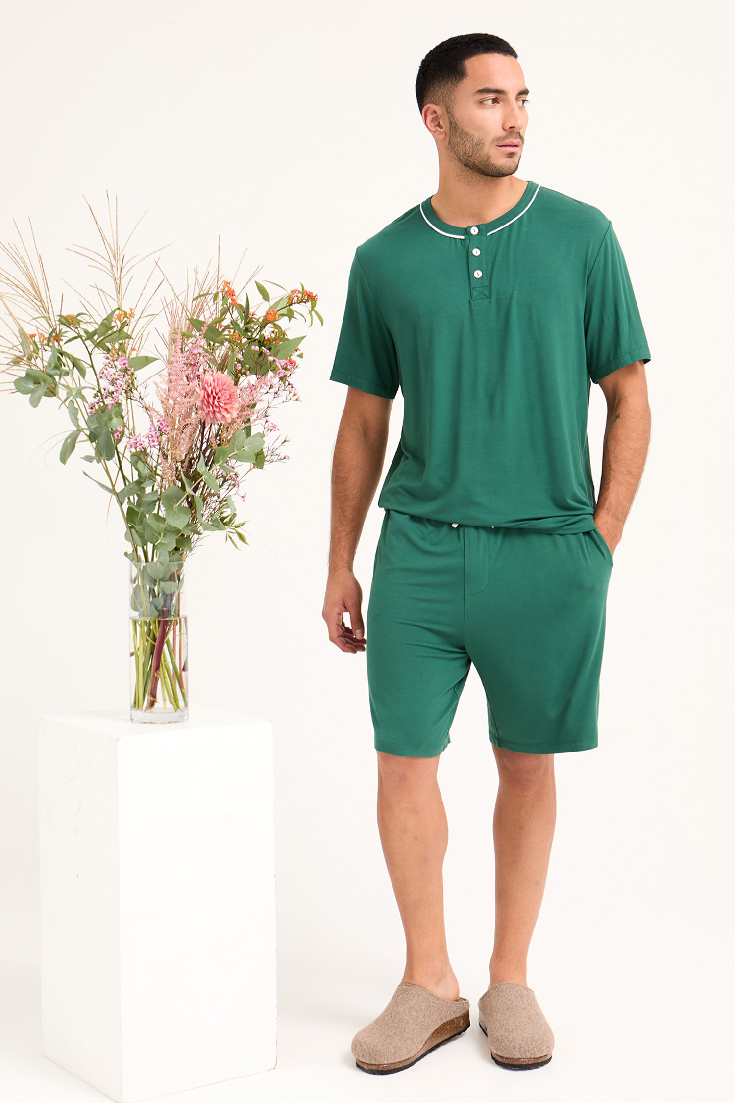 Mister You Bamboo Short Pyjama Set in Green