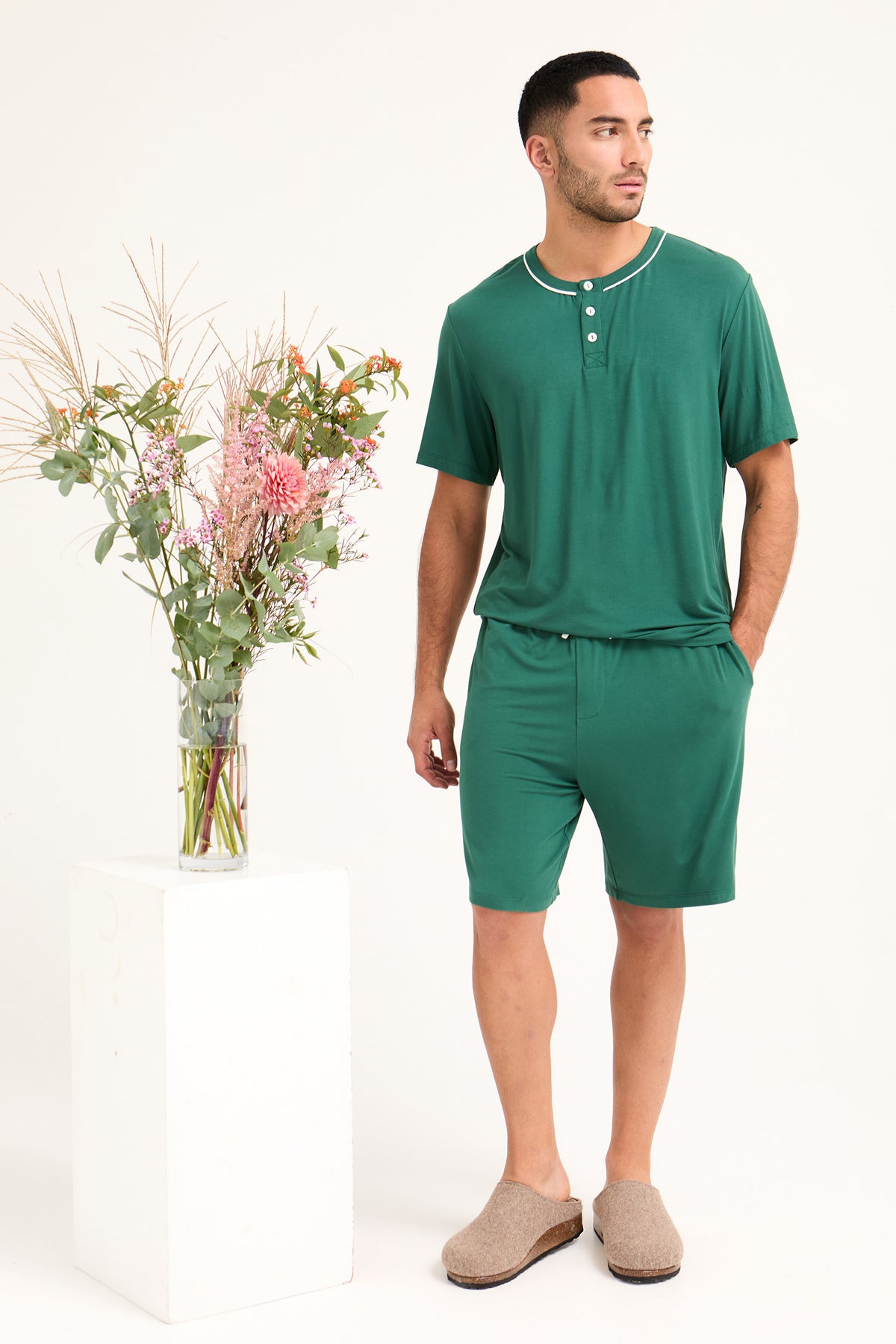 Mister You Bamboo Short Pyjama Set in Green
