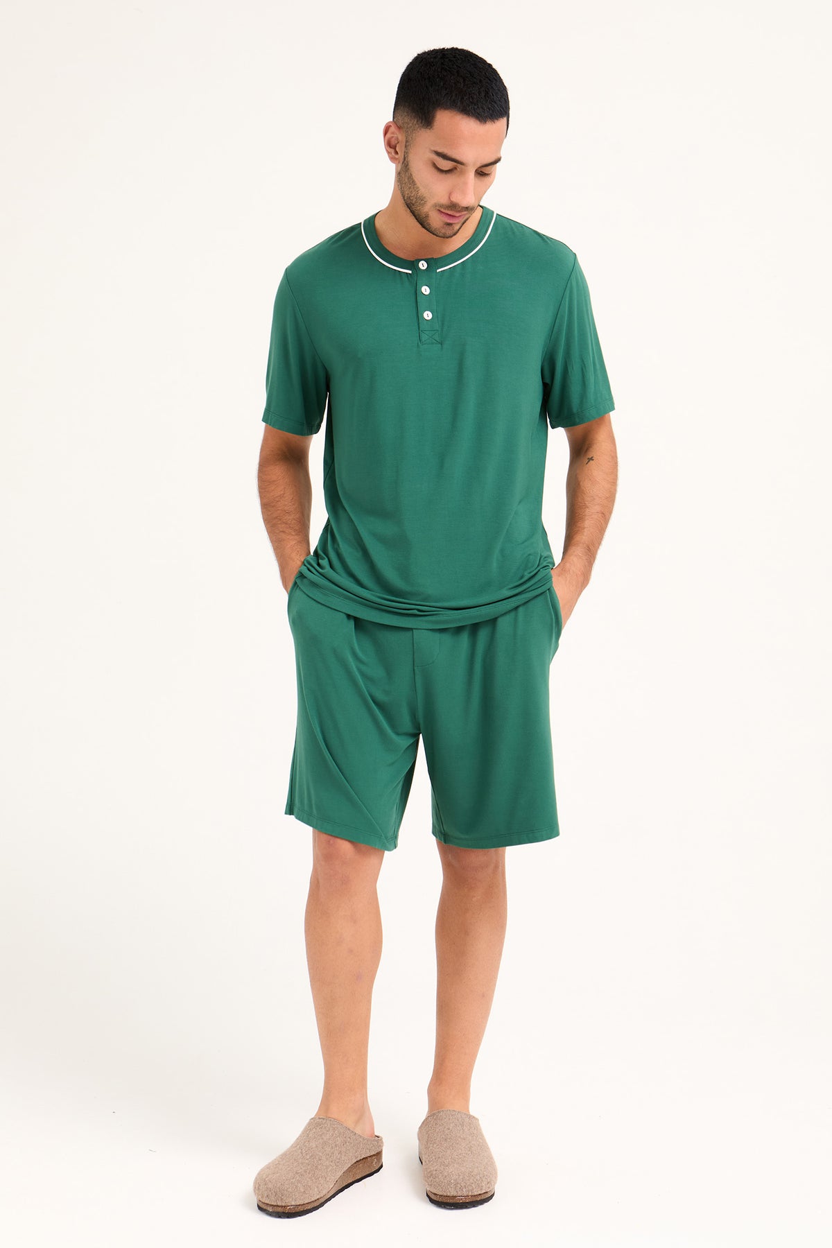 Mister You Bamboo Short Pyjama Set in Green