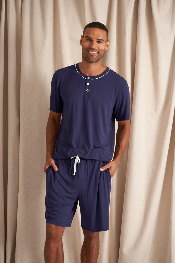 
                  
                    His and Hers Bamboo Short Pyjama Sets in Midnight
                  
                