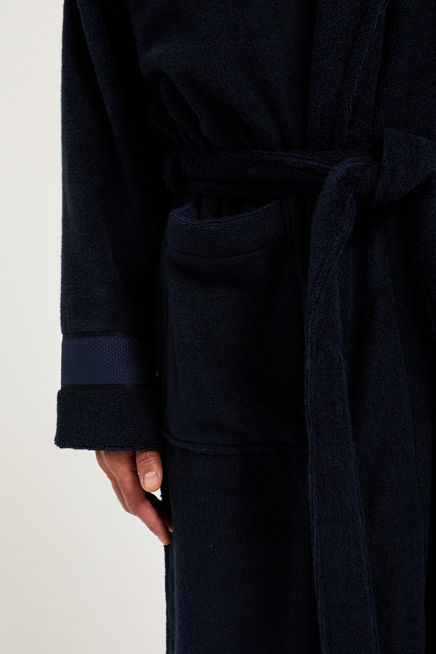 Mister You Bamboo Towelling Robe in Midnight