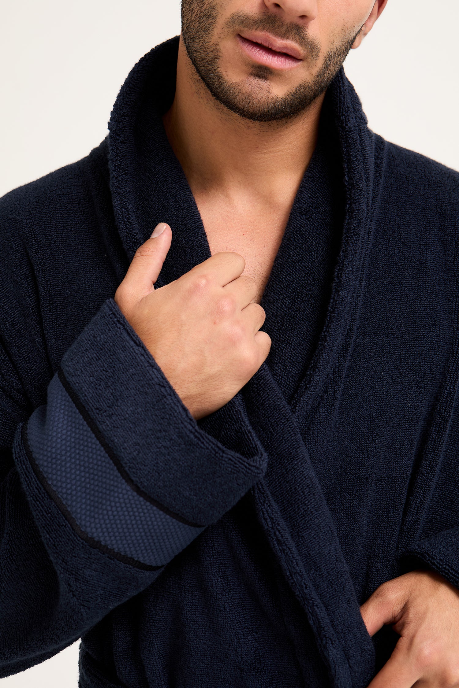 Mister You Bamboo Towelling Robe in Midnight