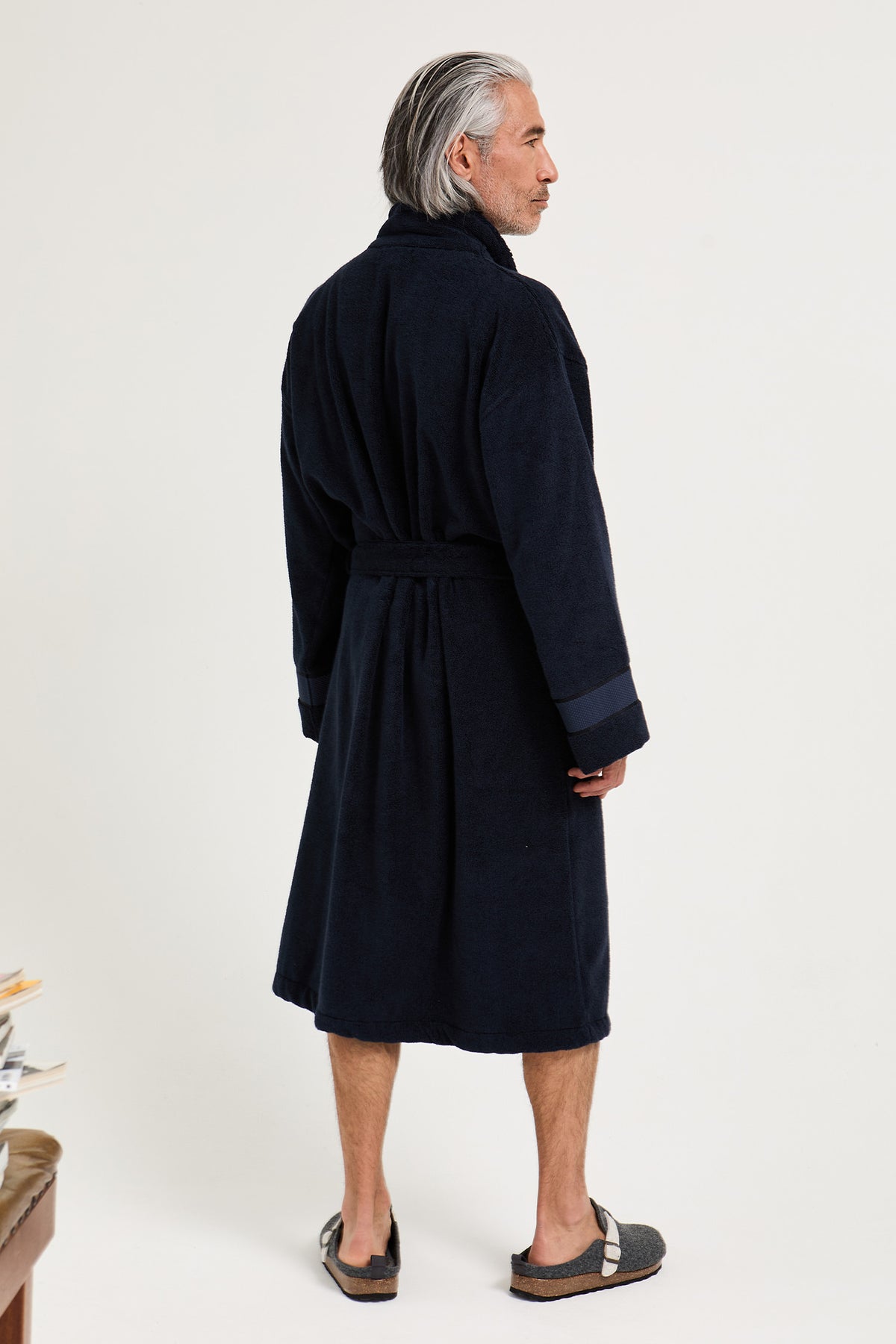 Mister You Bamboo Towelling Robe in Midnight