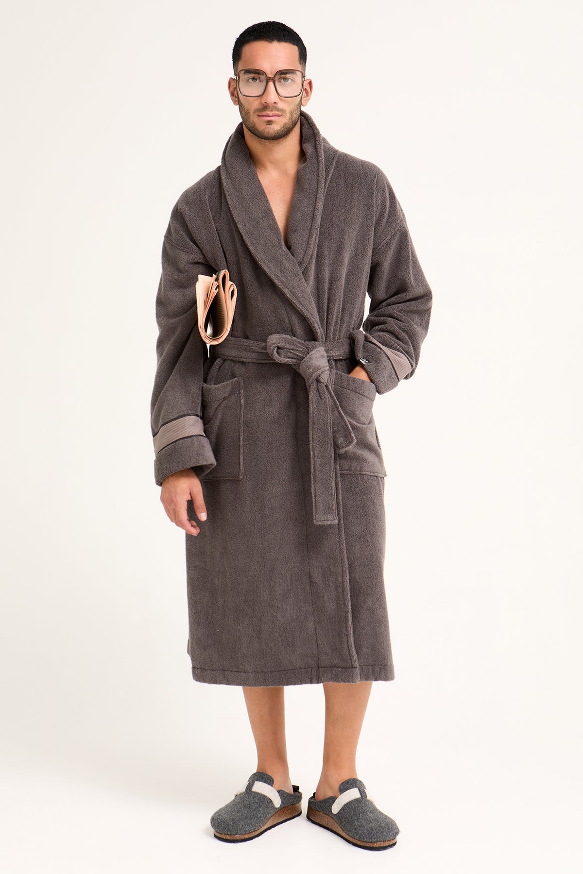 Bamboo Towelling Robe Smoke
